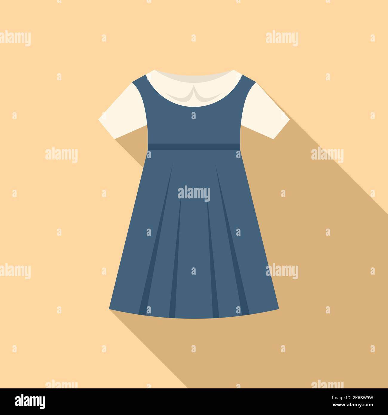 Abito uniforme icona vettore piatto. Scuola ragazza. Bambino di moda Illustrazione Vettoriale