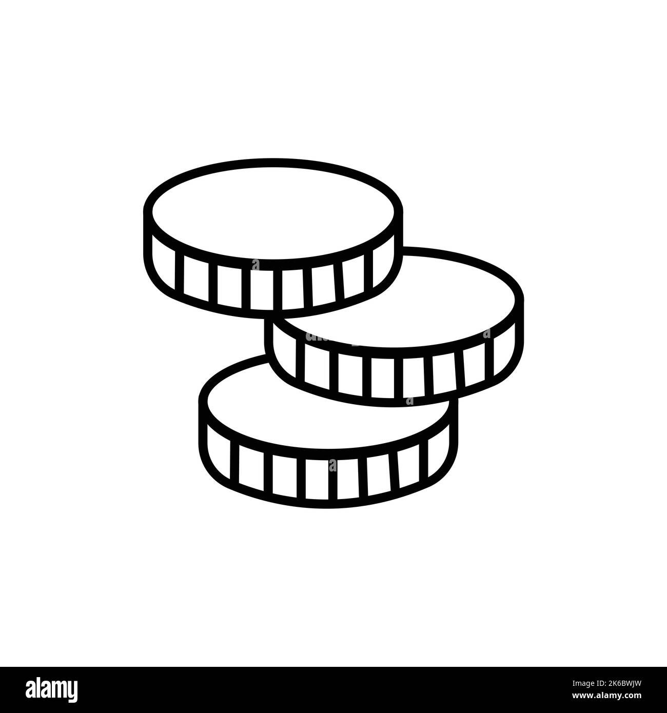 Icona di linea semplice della moneta con segno del dollaro Illustrazione Vettoriale