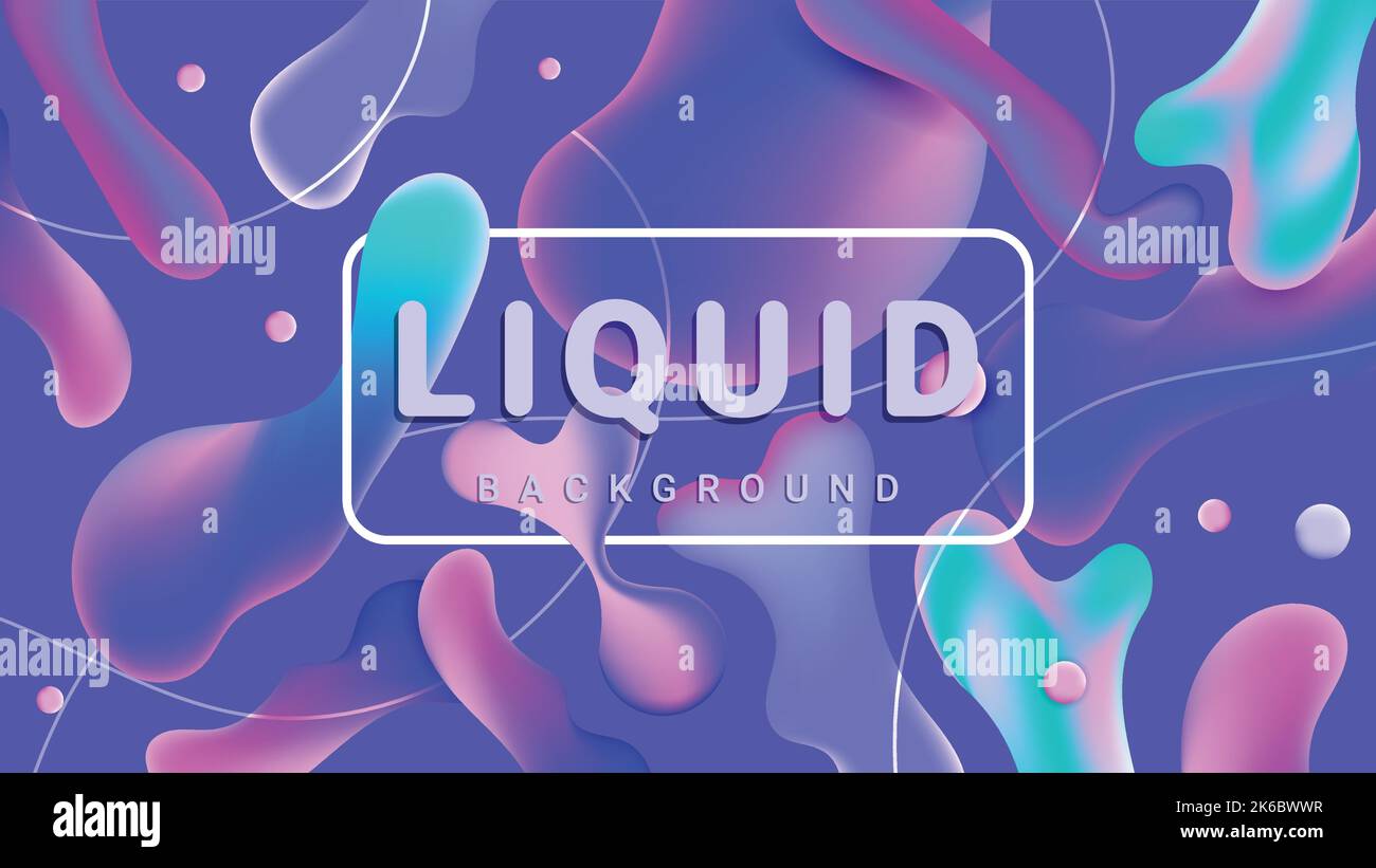 Sfondo gradiente vettoriale stile Liquid 3D. Design colorato con motivo a forma d'onda a mesh liquida. Illustrazione Vettoriale