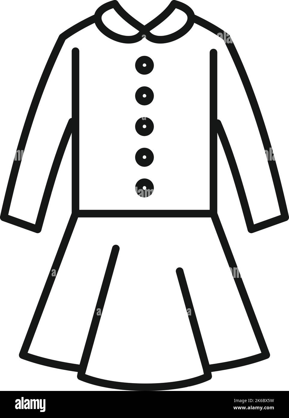 Abito da scuola uniforme icona contorno vettore. Camicia di moda. College maschio Illustrazione Vettoriale