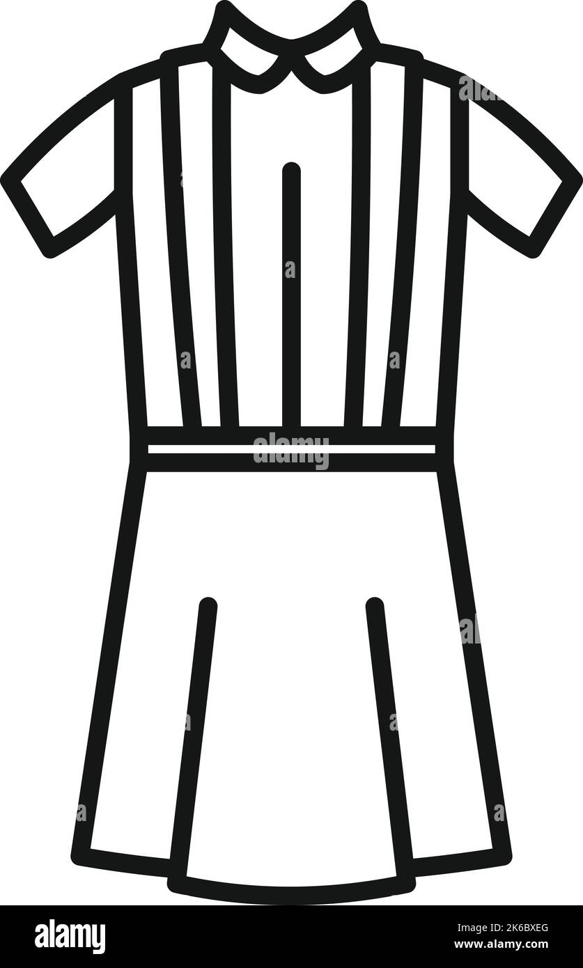 Abito moda uniforme icona contorno vettore. Maglietta posteriore. Scuola studentesca Illustrazione Vettoriale
