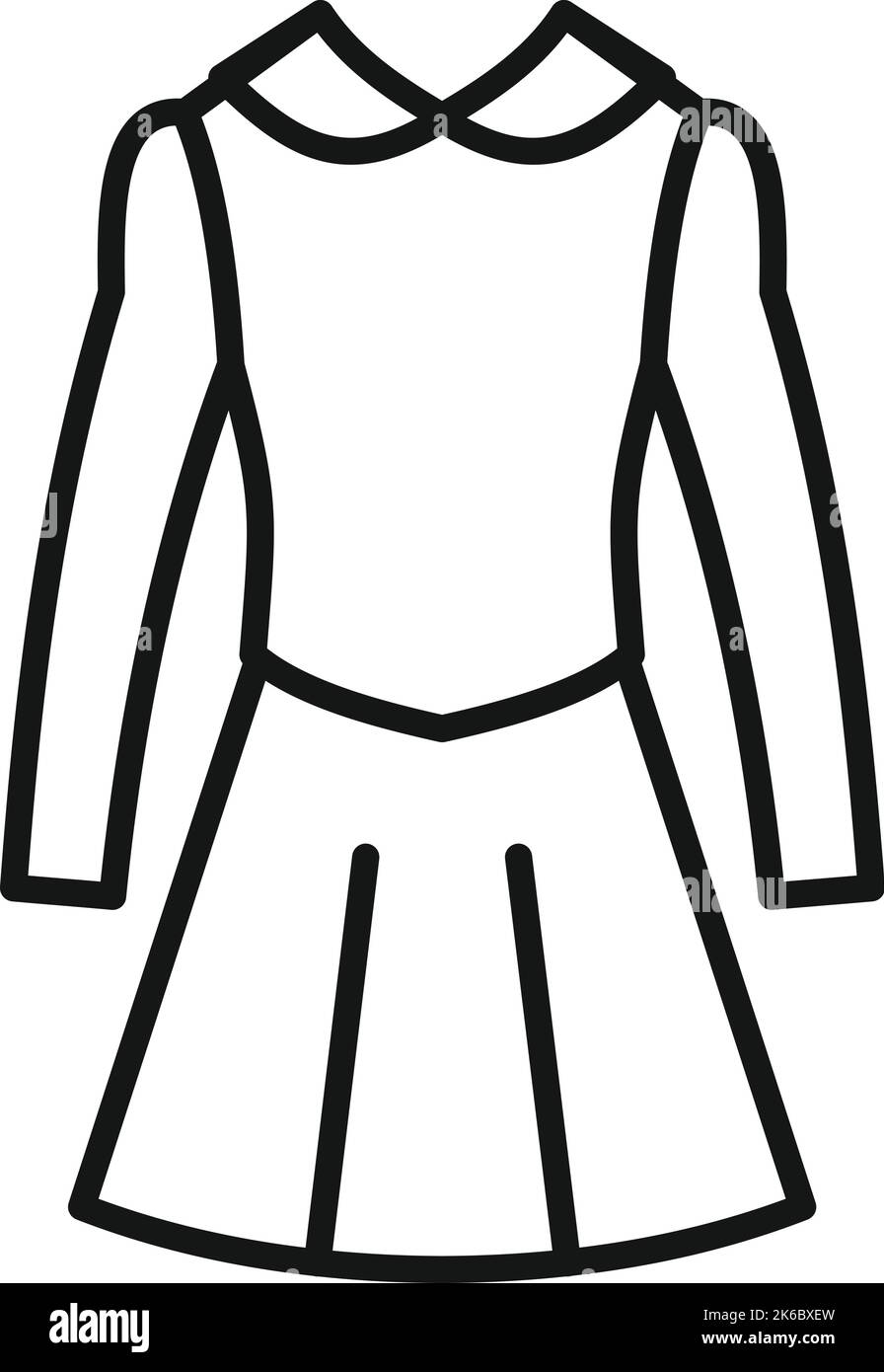 Abito studente icona contorno vettoriale. Abito di moda. Uniforme scolastica Illustrazione Vettoriale