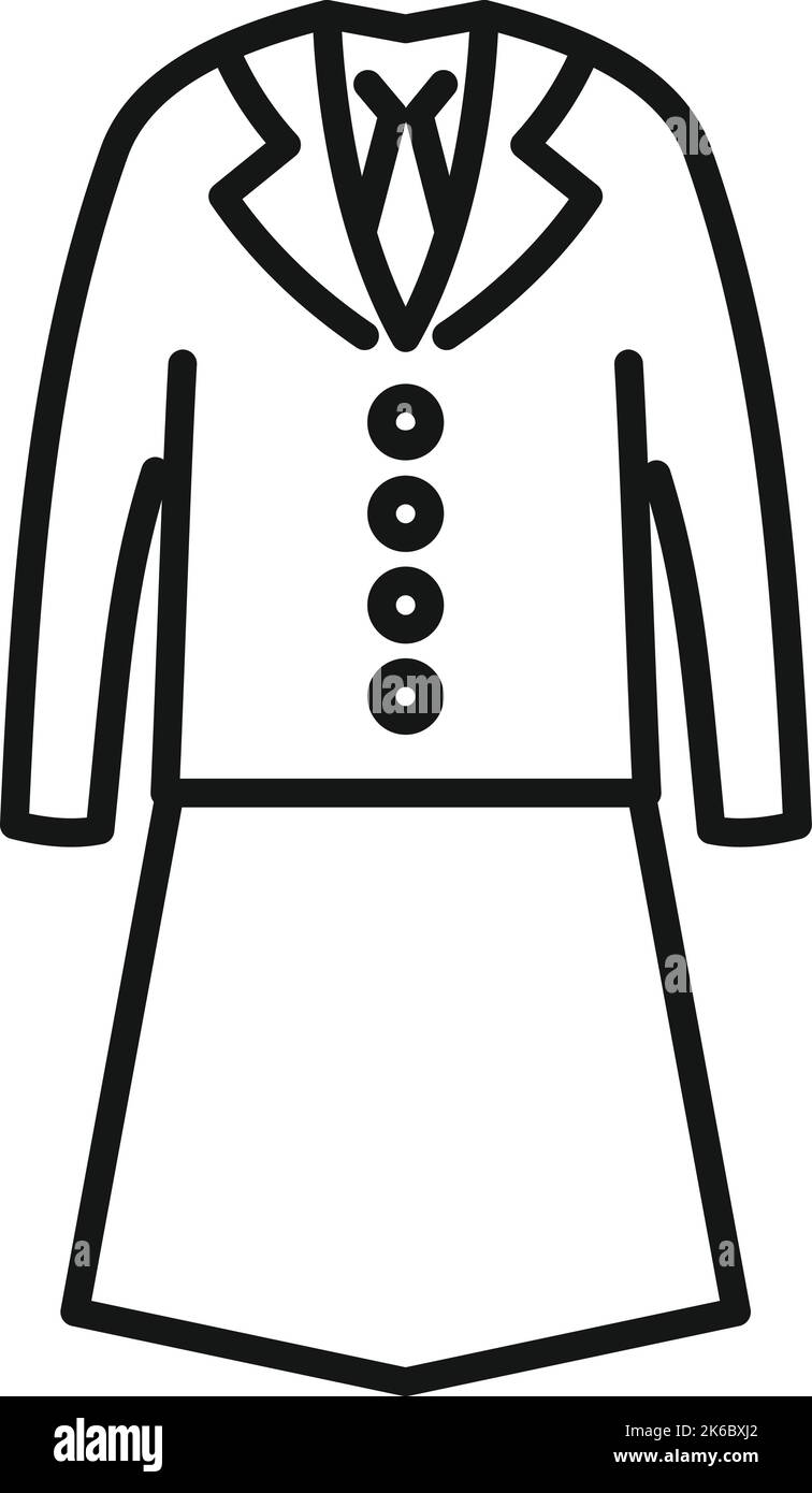 Vettore contorno icona uniforme. Vestito di moda. Femmina sul retro Illustrazione Vettoriale
