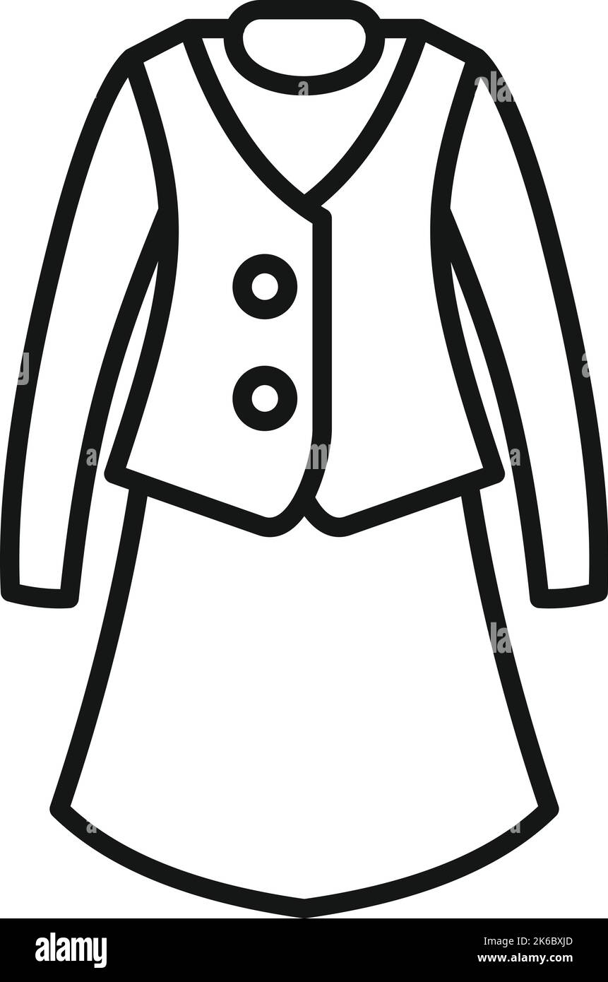 Abito asiatico icona contorno vettore. Abito di moda. Uniforme universitaria Illustrazione Vettoriale