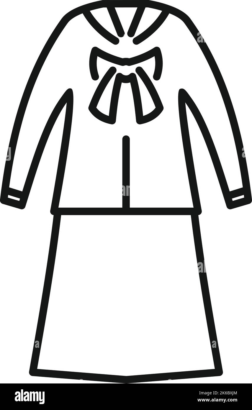 Gonna abito icona contorno vettore. Abito di moda. Scuola uniforme Illustrazione Vettoriale