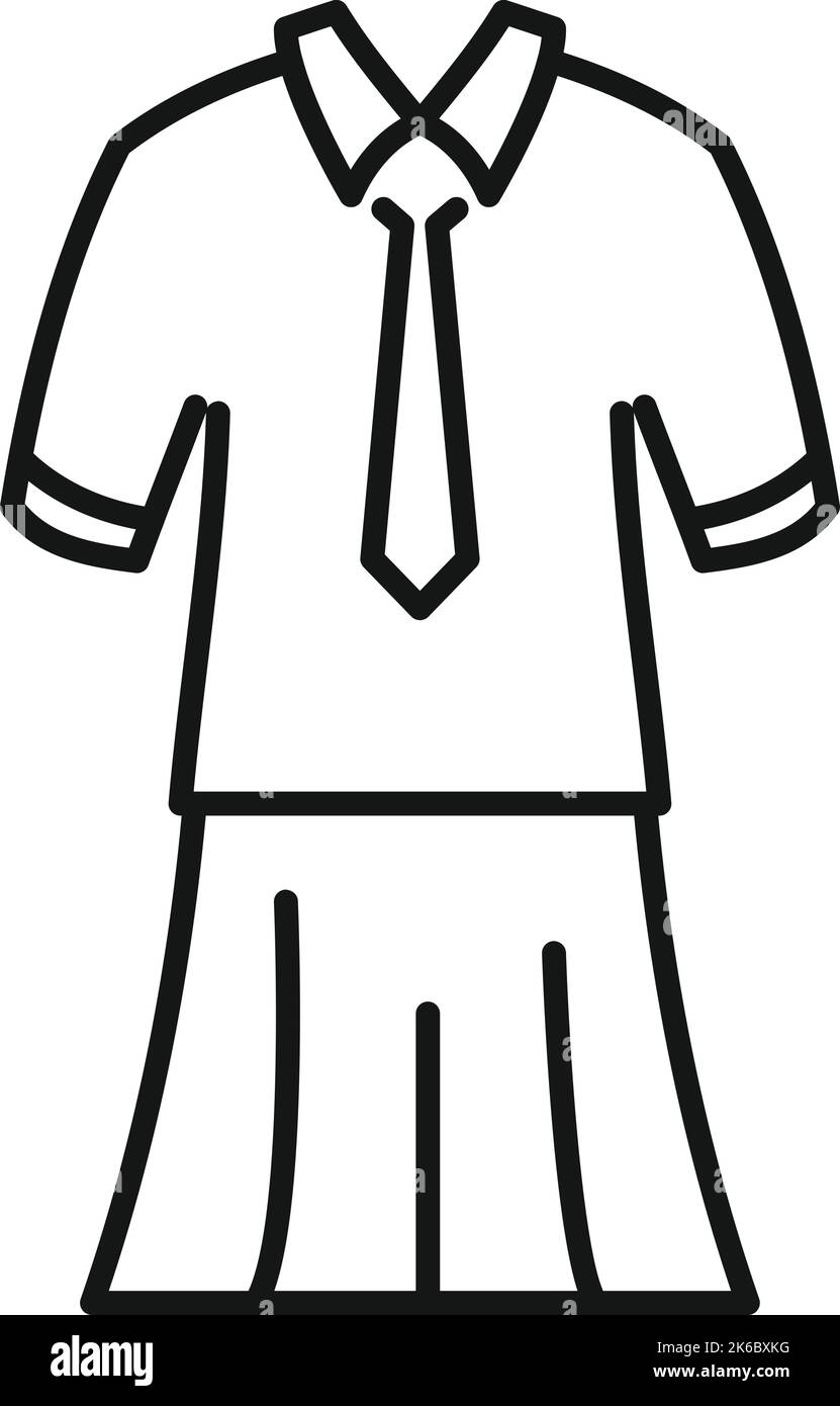 Bambino vestito icona contorno vettore. Uniforme scolastica. Gonna in tuta Illustrazione Vettoriale