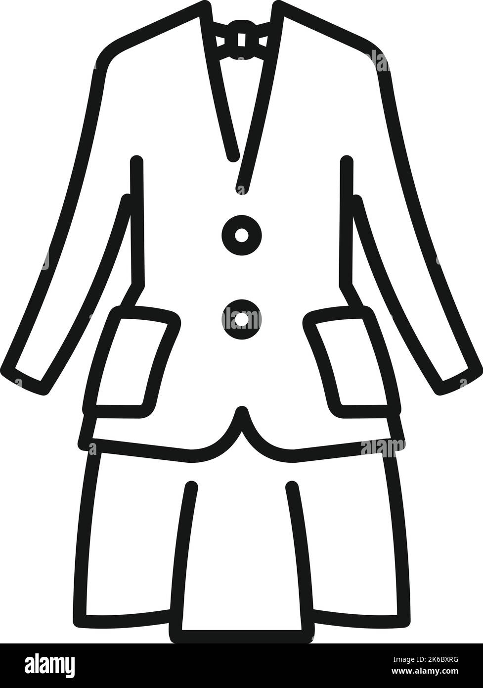 Vettore di contorno dell'icona uniforme del college. Abito di moda. Bambino di scuola Illustrazione Vettoriale