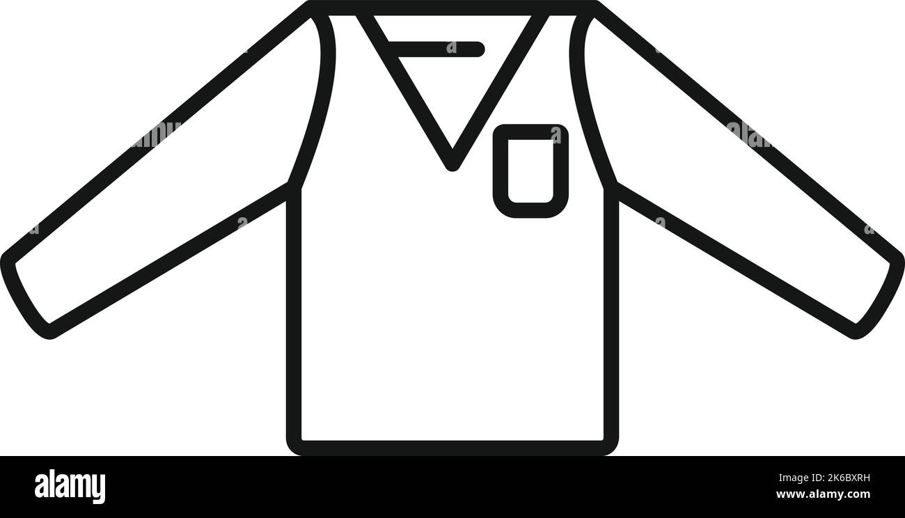 Icona giapponese maglia vettore contorno. Divisa studente. Codice bambino Illustrazione Vettoriale