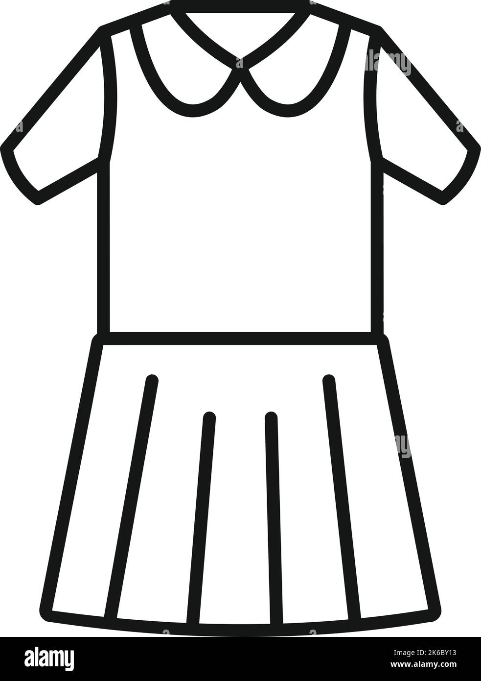 Abito moda icona contorno vettore. Scuola uniforme. Codice bambino Illustrazione Vettoriale
