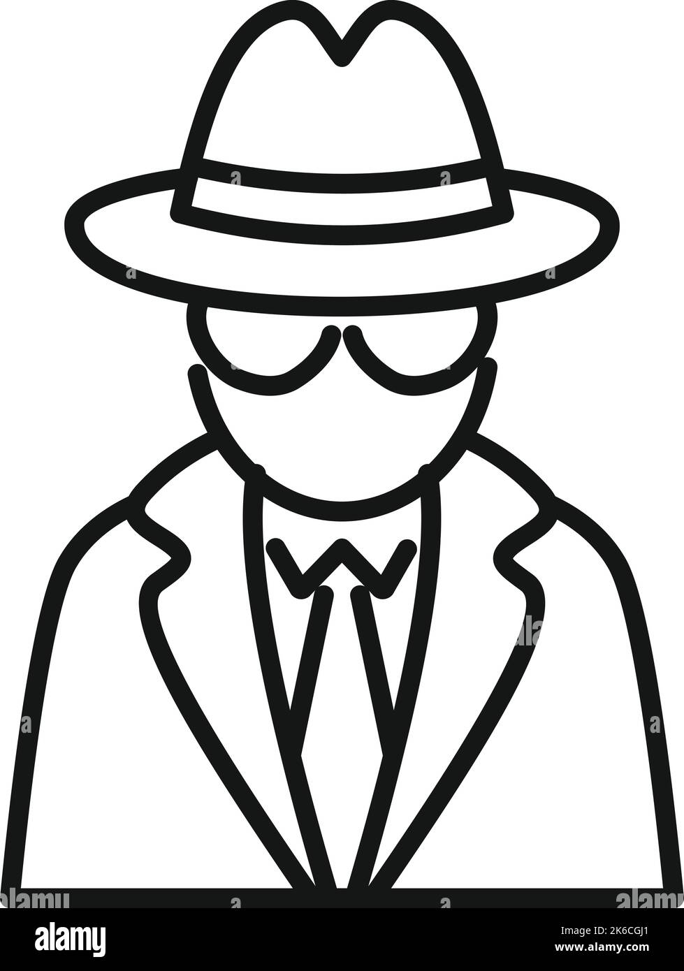 Vettore contorno icona agente segreto. Chiama la persona. Centro cuffie Illustrazione Vettoriale