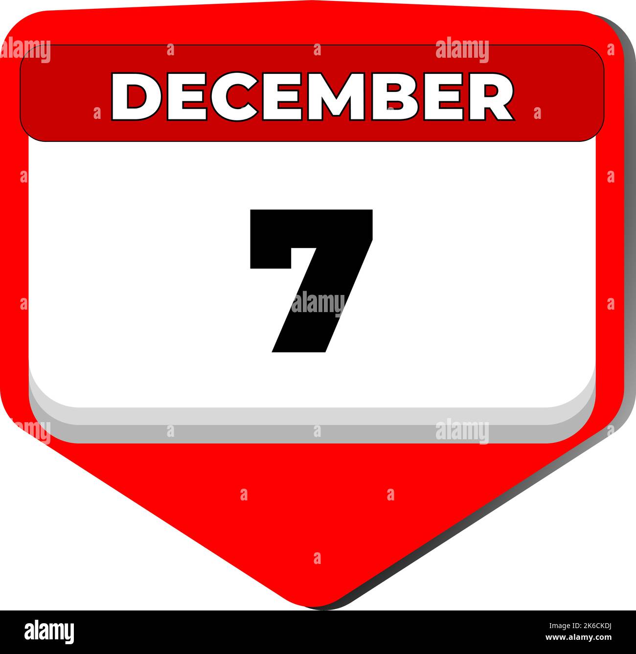7 dicembre icona vettore giorno di calendario. 7 dicembre. Settimo giorno di dicembre. 7th numero di data. calendario di 7 giorni. Sette data. Pearl Harbor Illustrazione Vettoriale
