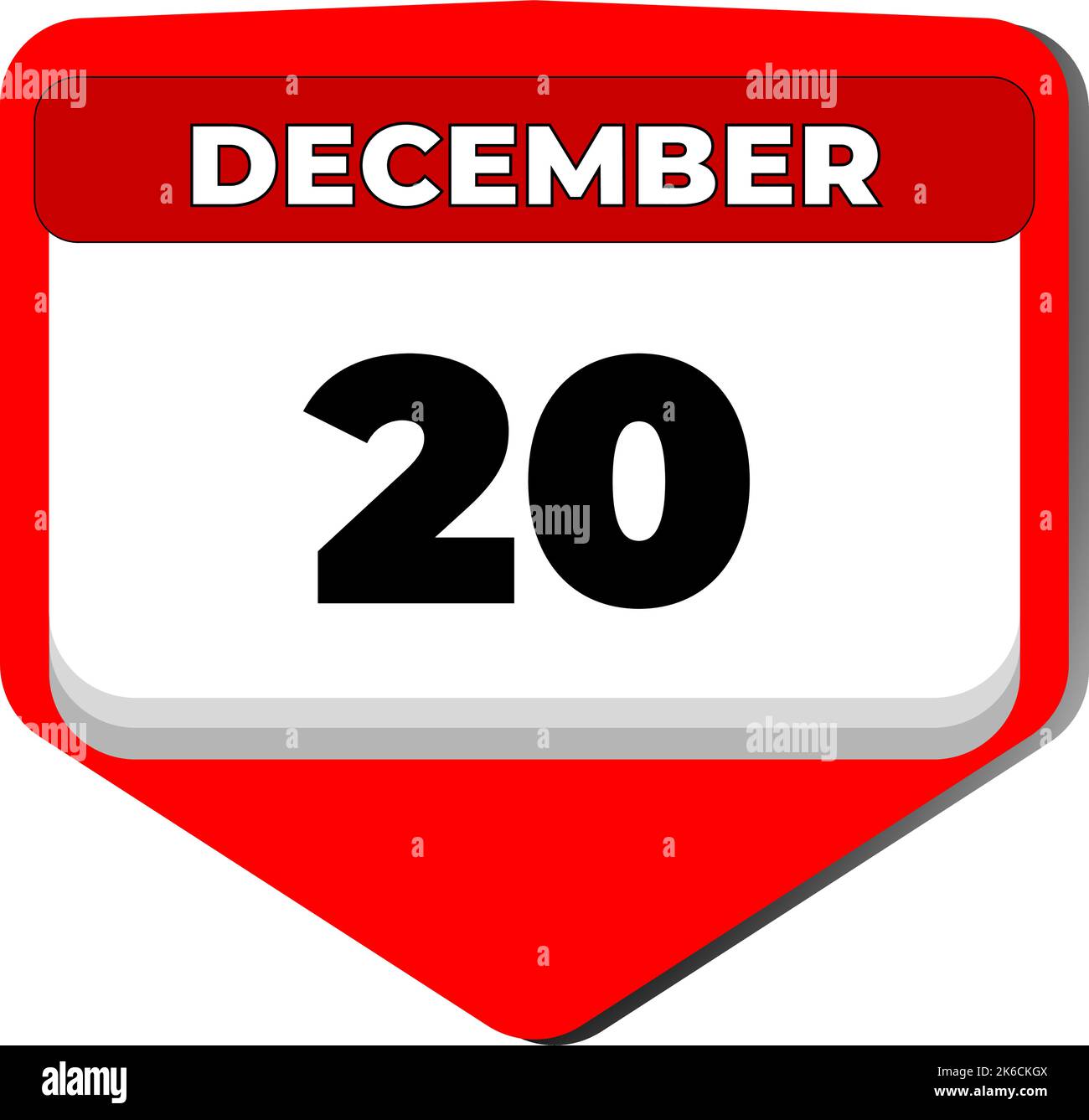 20 dicembre icona vettore giorno di calendario. 20 dicembre. Ventesimo giorno di dicembre. 20th numero di data. calendario di 20 giorni. Data venti. Internazionale Illustrazione Vettoriale