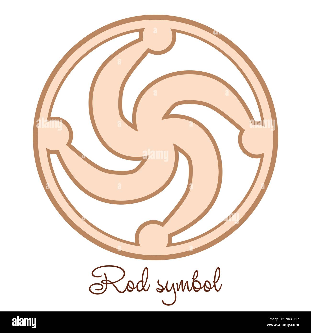 Rod, un antico simbolo slavo, decorato con motivi scandinavi. Design di moda beige. Illustrazione Vettoriale