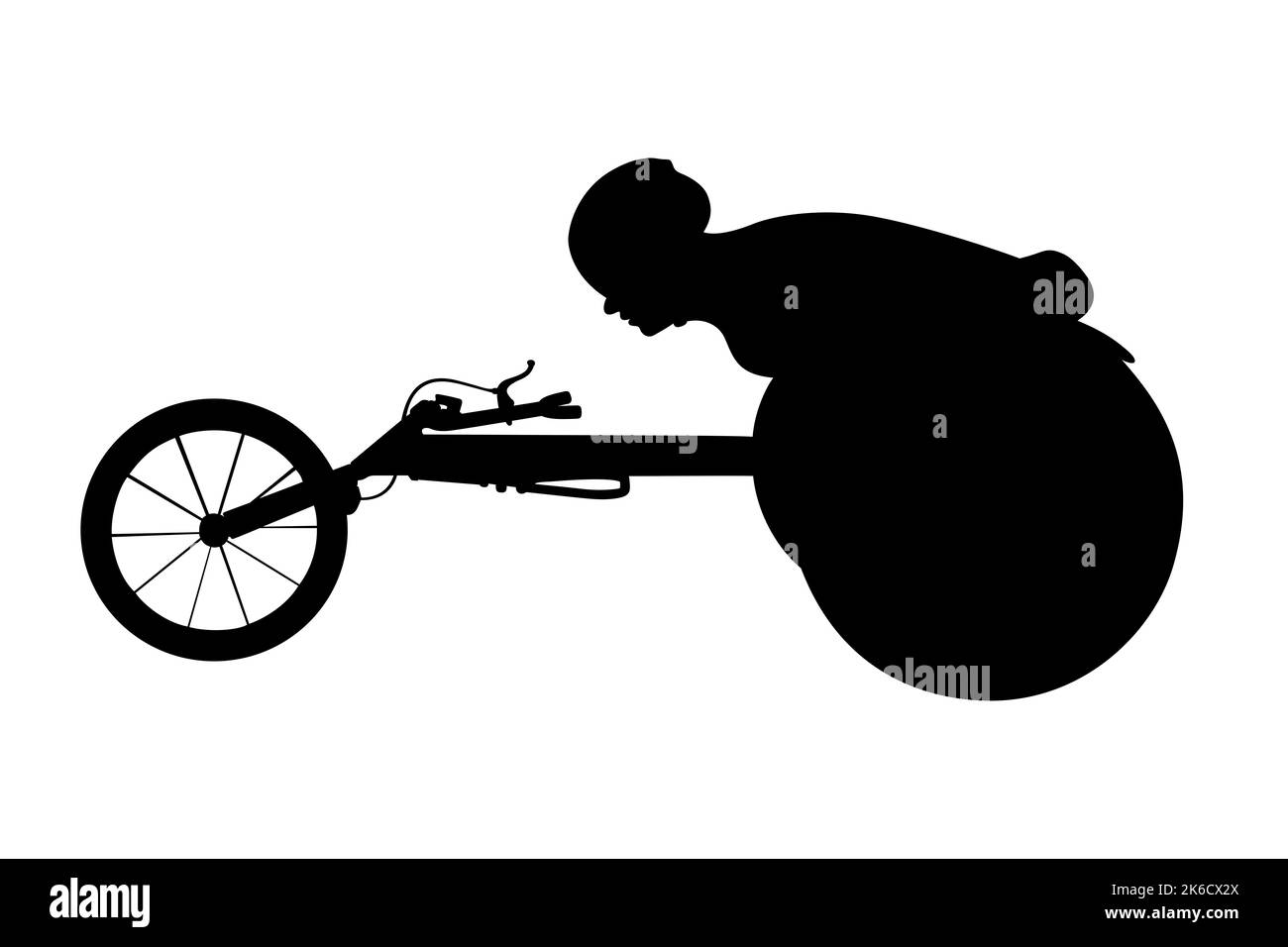 atleta con silhouette disabile su sedia a rotelle da corsa Foto Stock