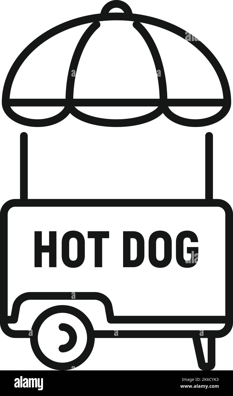 Vettore contorno icona hot dog. Chiosco di strada. Negozio di bancarelle Illustrazione Vettoriale