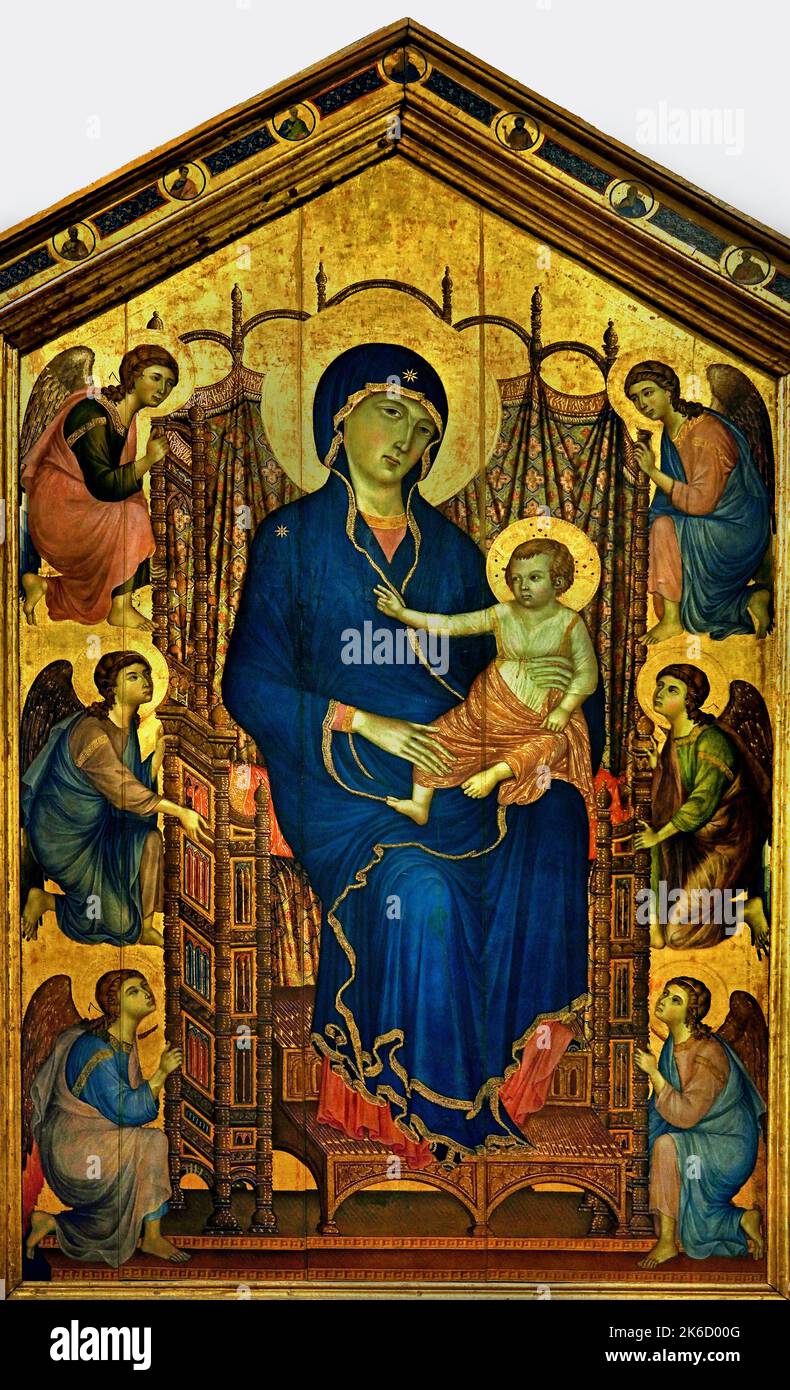 Madonna col Bambino in trono, circondata da angeli (detta Madonna Rucellai) Duccio di Buoninsegna (Siena, 1278 al 1311), Firenze Italia Foto Stock