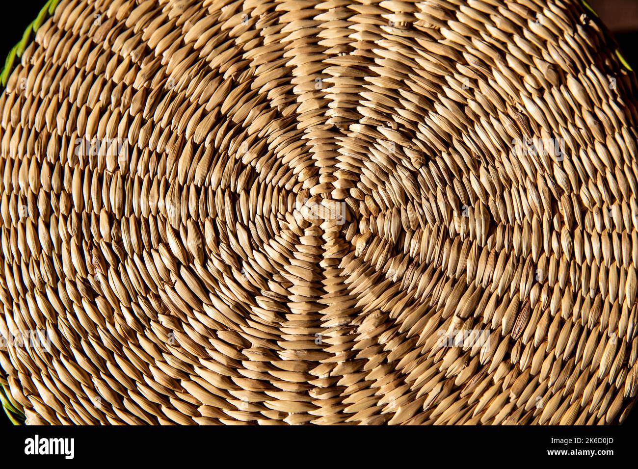 fondo arrotondato con fibre intrecciate in vimini Foto Stock