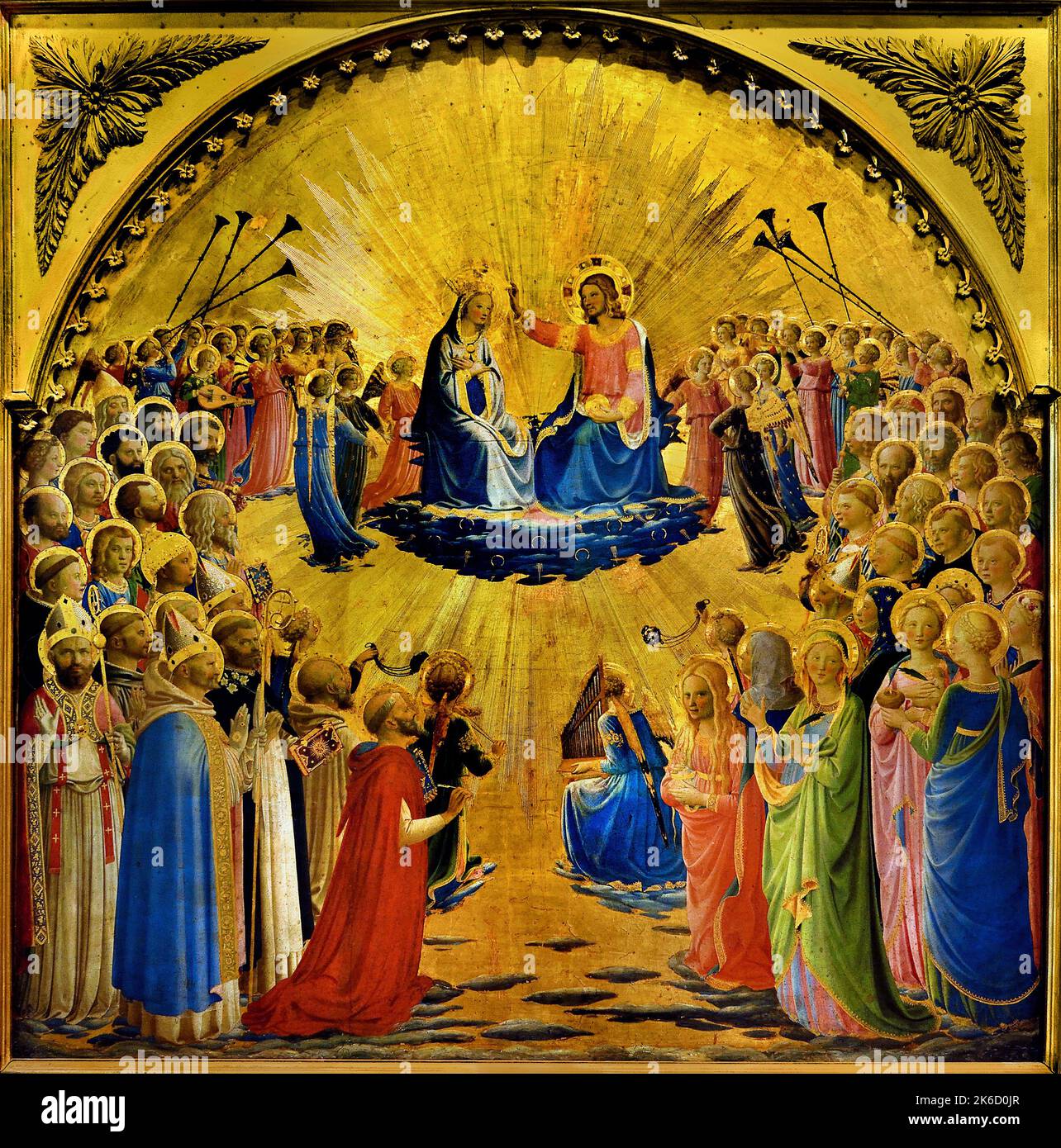 Incoronazione della Vergine - Incoronazione della Vergine - incoronazione della Vergine del 1432 da parte del pittore rinascimentale italiano fra Angelico (1395 - 1455). Galleria degli Uffizi di Firenze. Foto Stock