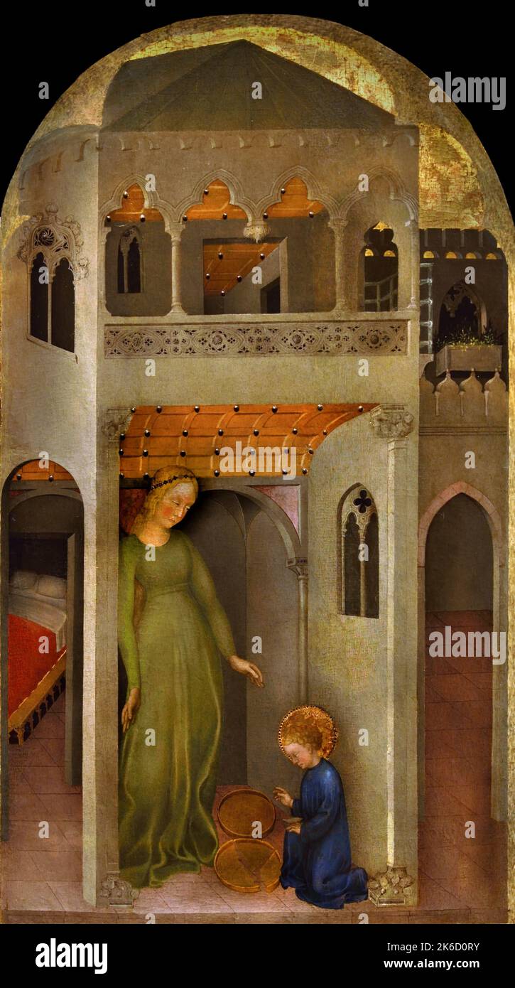 San Benedetto, fa la sua infermiera, la Sieve rotta intera, Niccolò di Pietro (Venezia, documentata tra il 1394 e il 1427), Uffizi, Firenze, Italia. Foto Stock