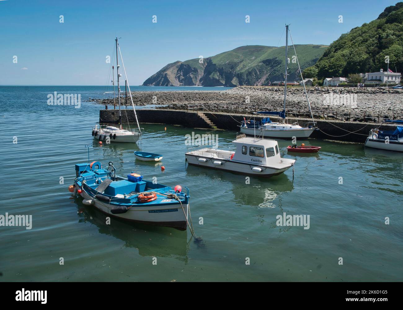 Barche in porto a , Lynmouth, North Devon Foto Stock