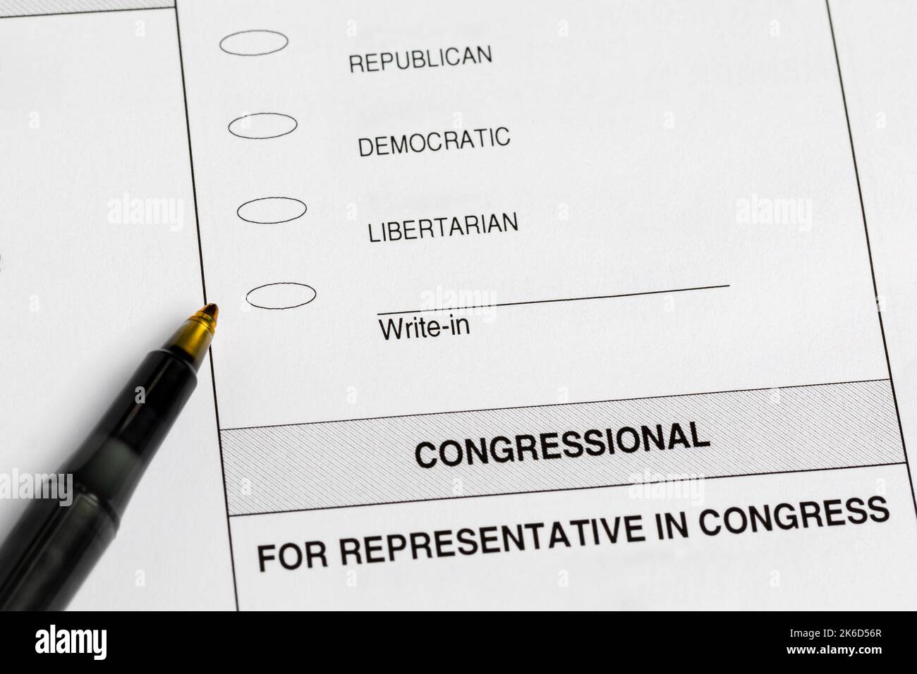 Scrutinio elettorale con voto per iscritto. Partito politico, governo e concetto di voto Foto Stock