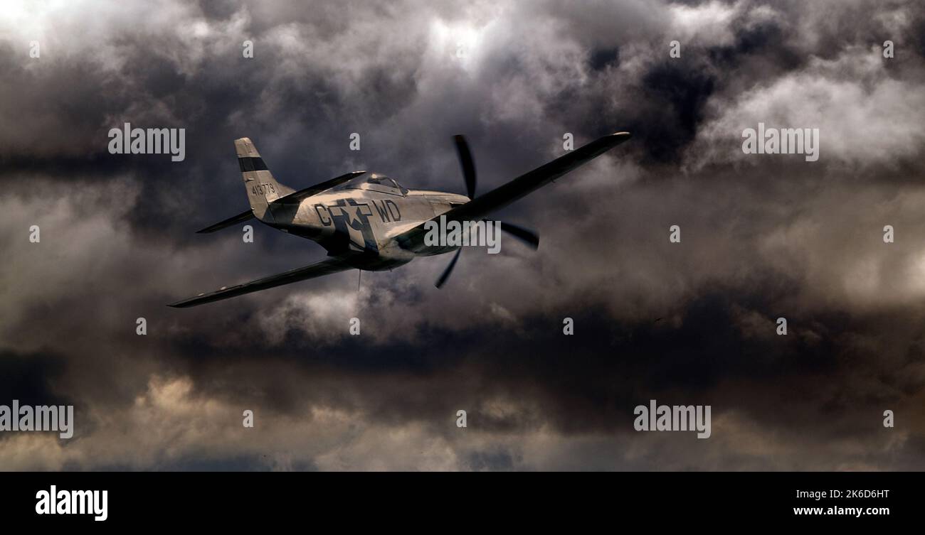 Combattente Mustang del Nord America P51D all'East Kirkby air show. Lincolnshire. Foto Stock