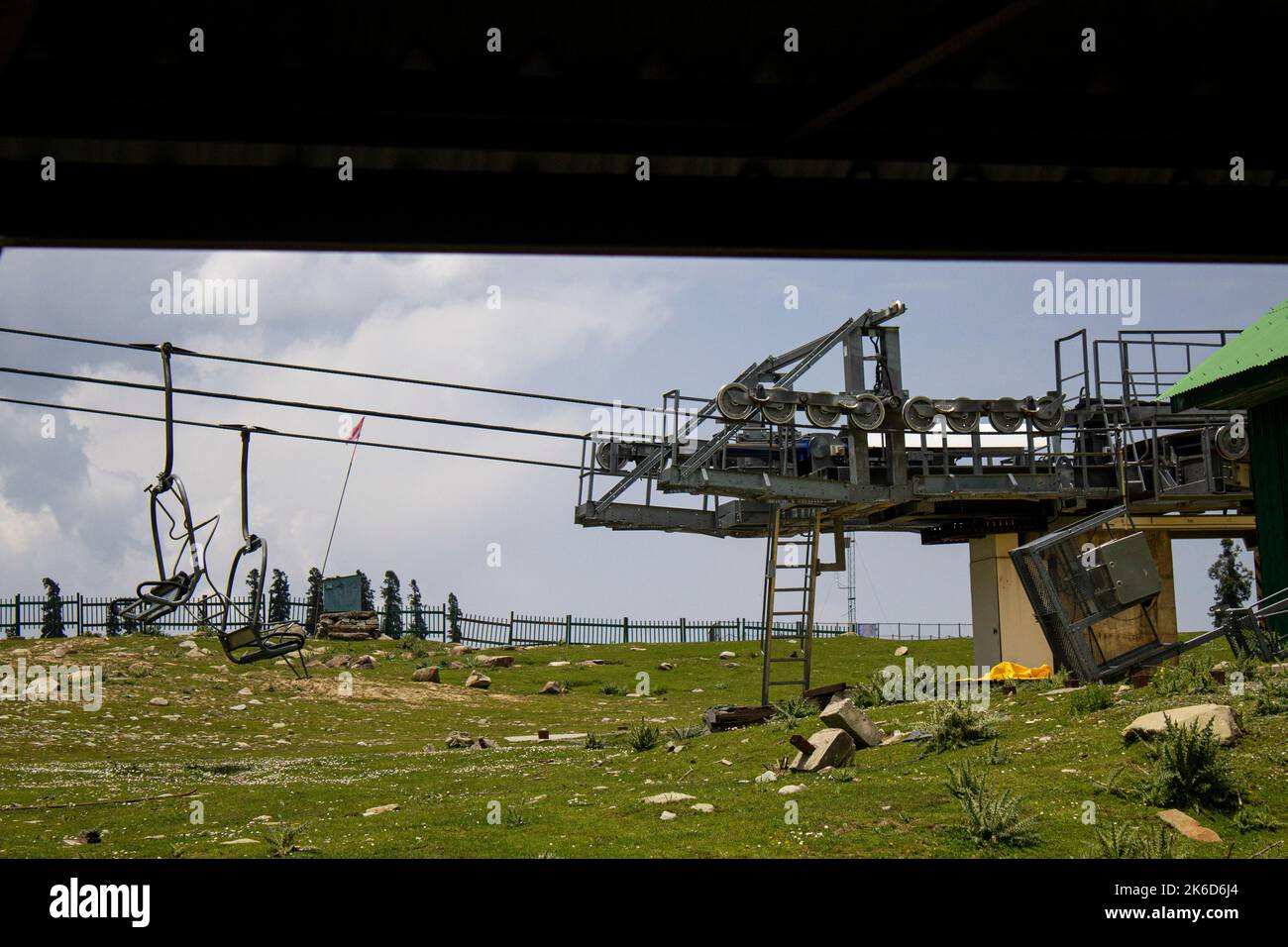 Funivia di ropeway, Gondola di Gulmarg, Jammu e Kashmir, territorio di Unione dell'India è una funivia ad alta quota Foto Stock