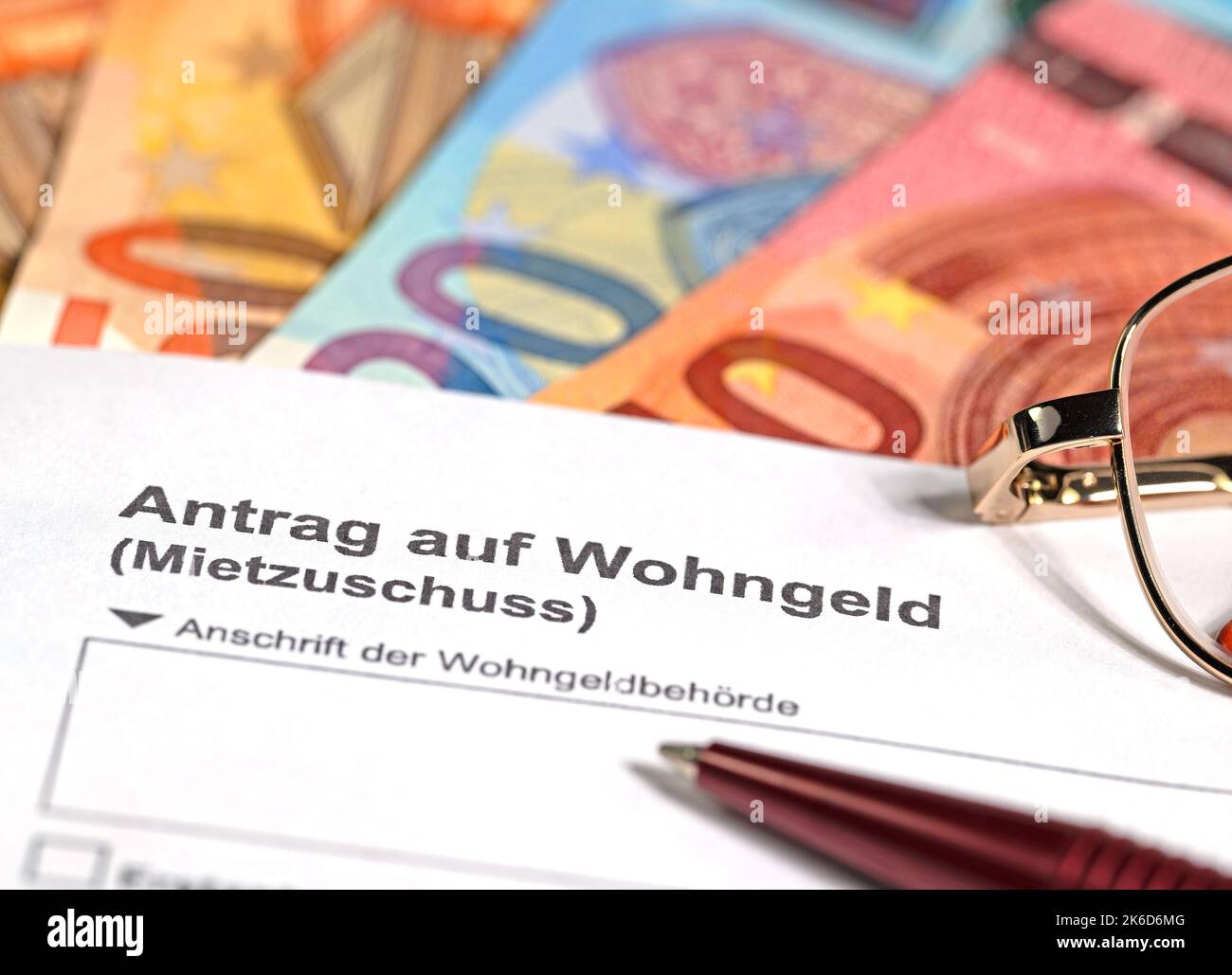 Modulo " Antrag auf Wohngeld", traduzione "domanda di prestazioni abitative" Foto Stock