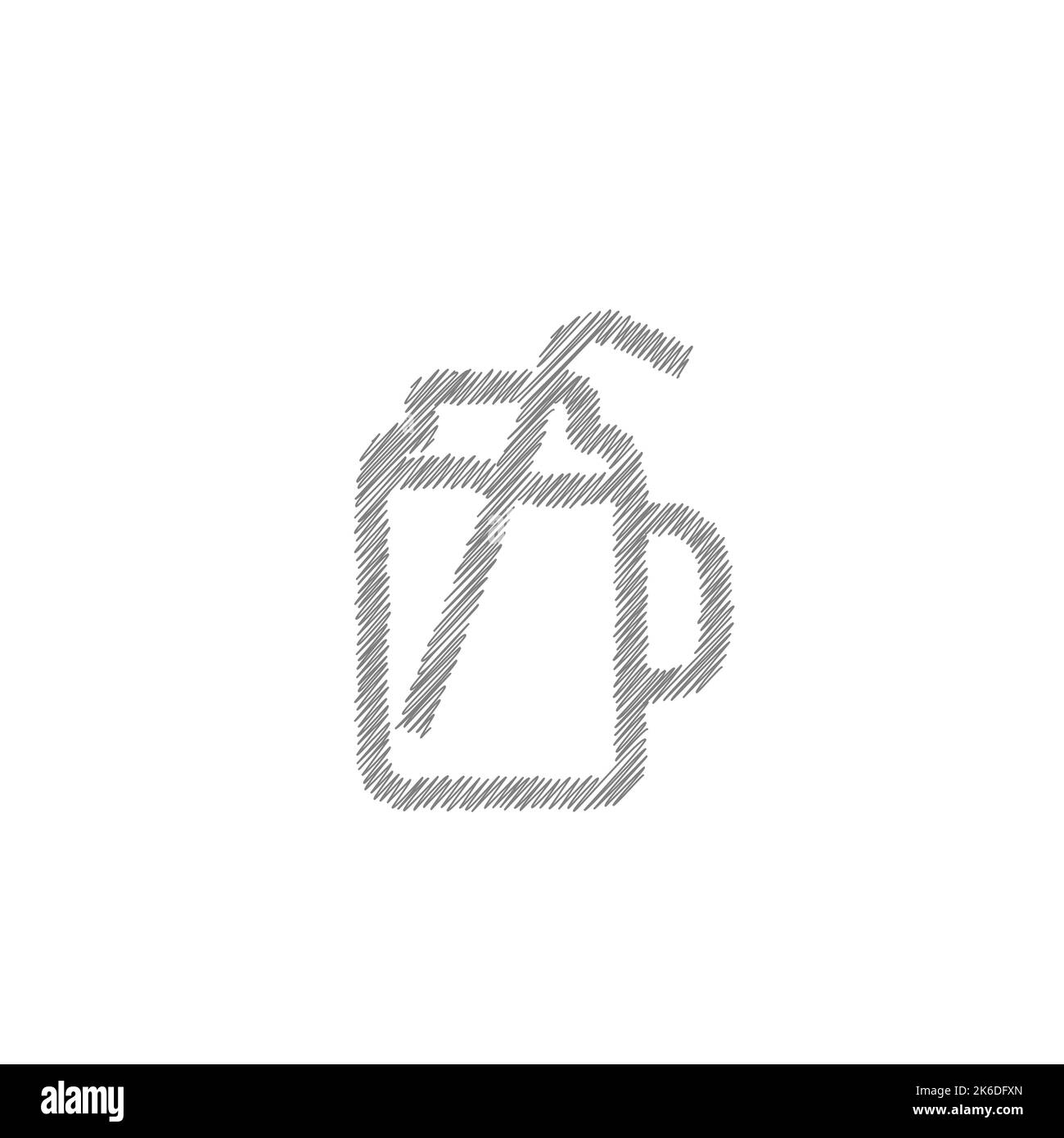 Icona del vettore di schizzo grigio sfumato. Simbolo di dieta disintossicante e stile di vita sano Illustrazione Vettoriale