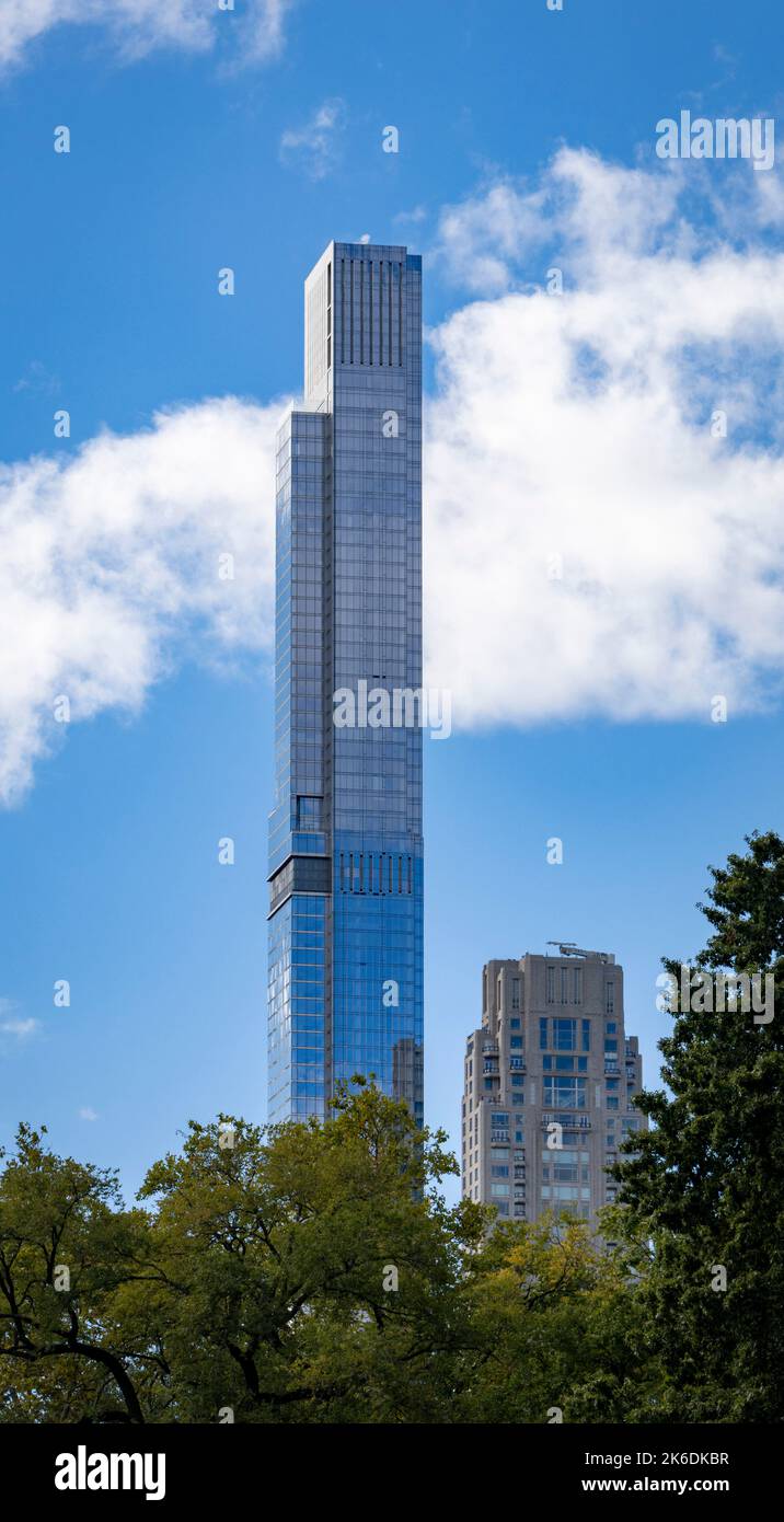 Vista dal grattacielo residenziale Central Park of Central Park Tower, 225 West 57th Street, Billionaires' Row, Manhattan, New York City, USA Foto Stock