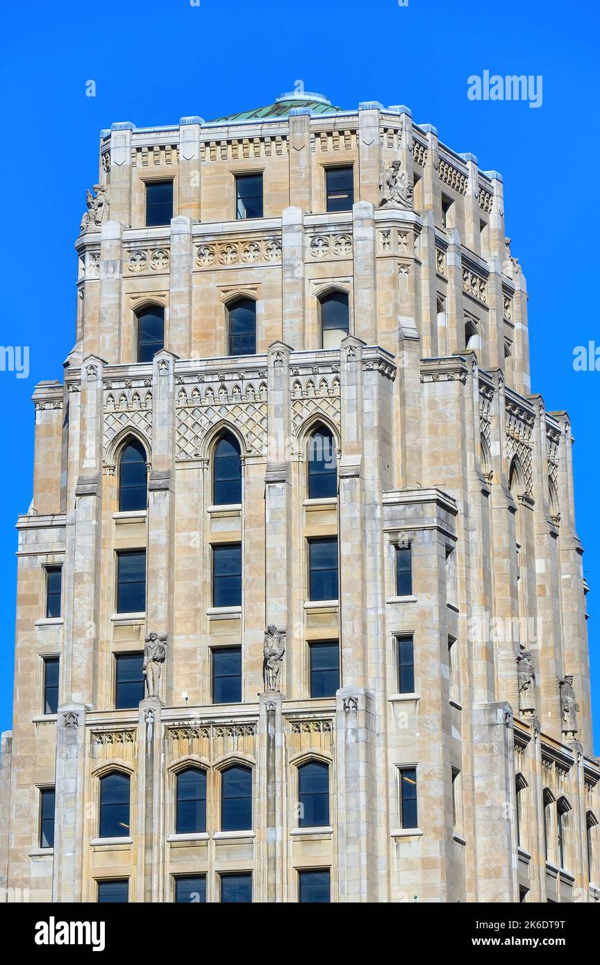 La Whitney Block Tower è un esempio di architettura gotica-art deco in città Foto Stock