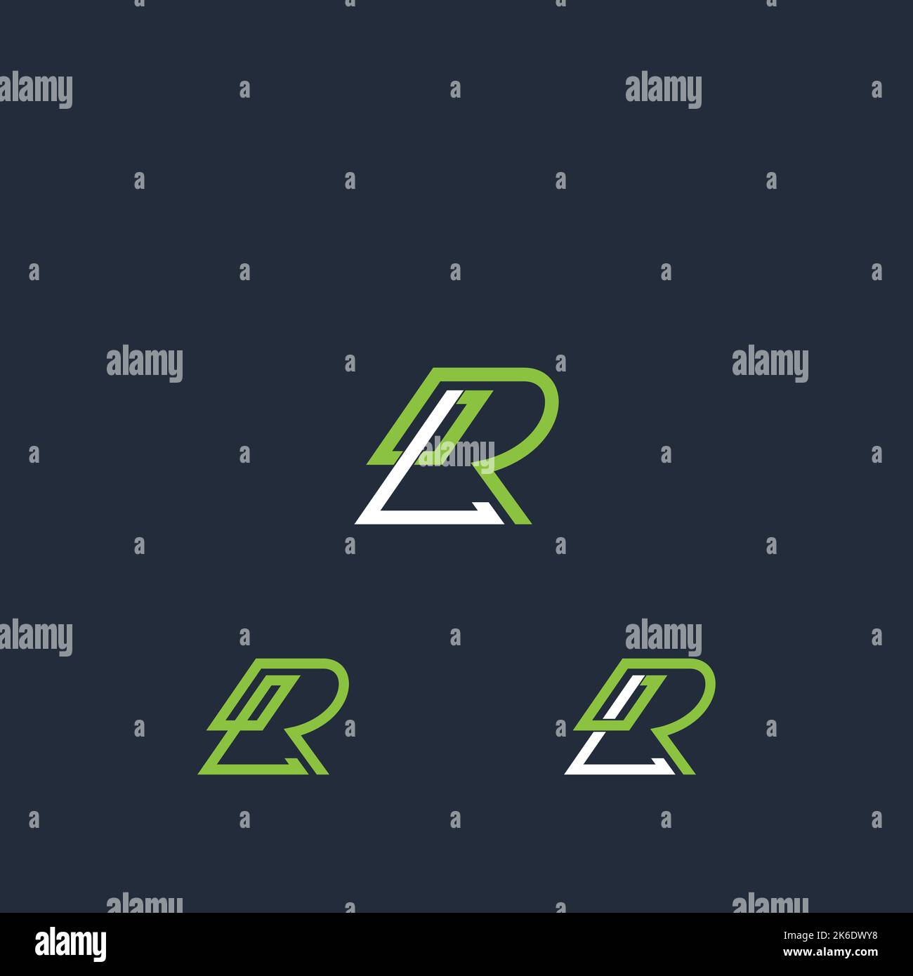 Iniziali alfabetiche logo LR, RL, L e R. Illustrazione Vettoriale
