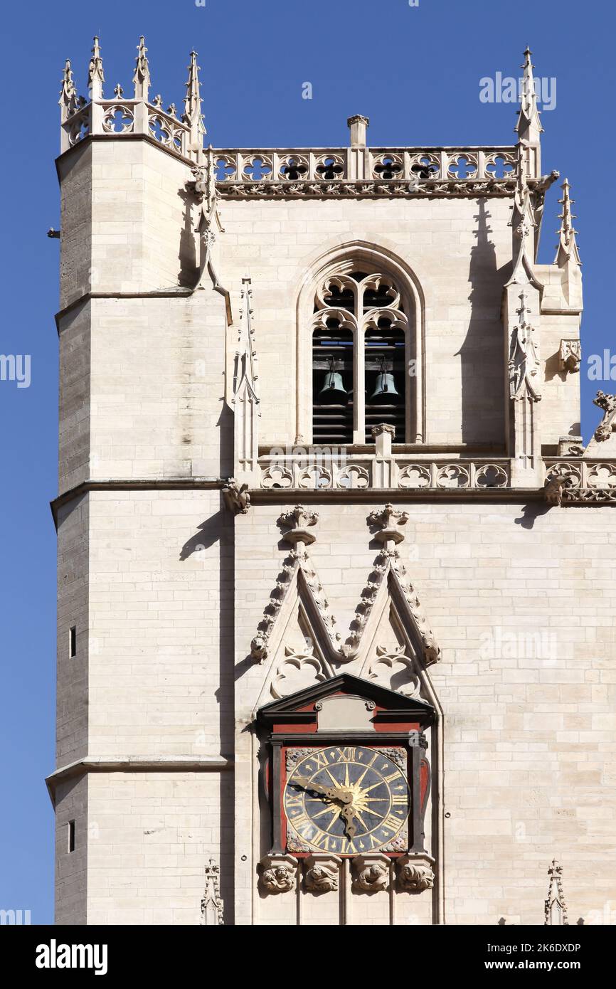 Dettagli della cattedrale Saint Jean a Lione, Francia Foto Stock