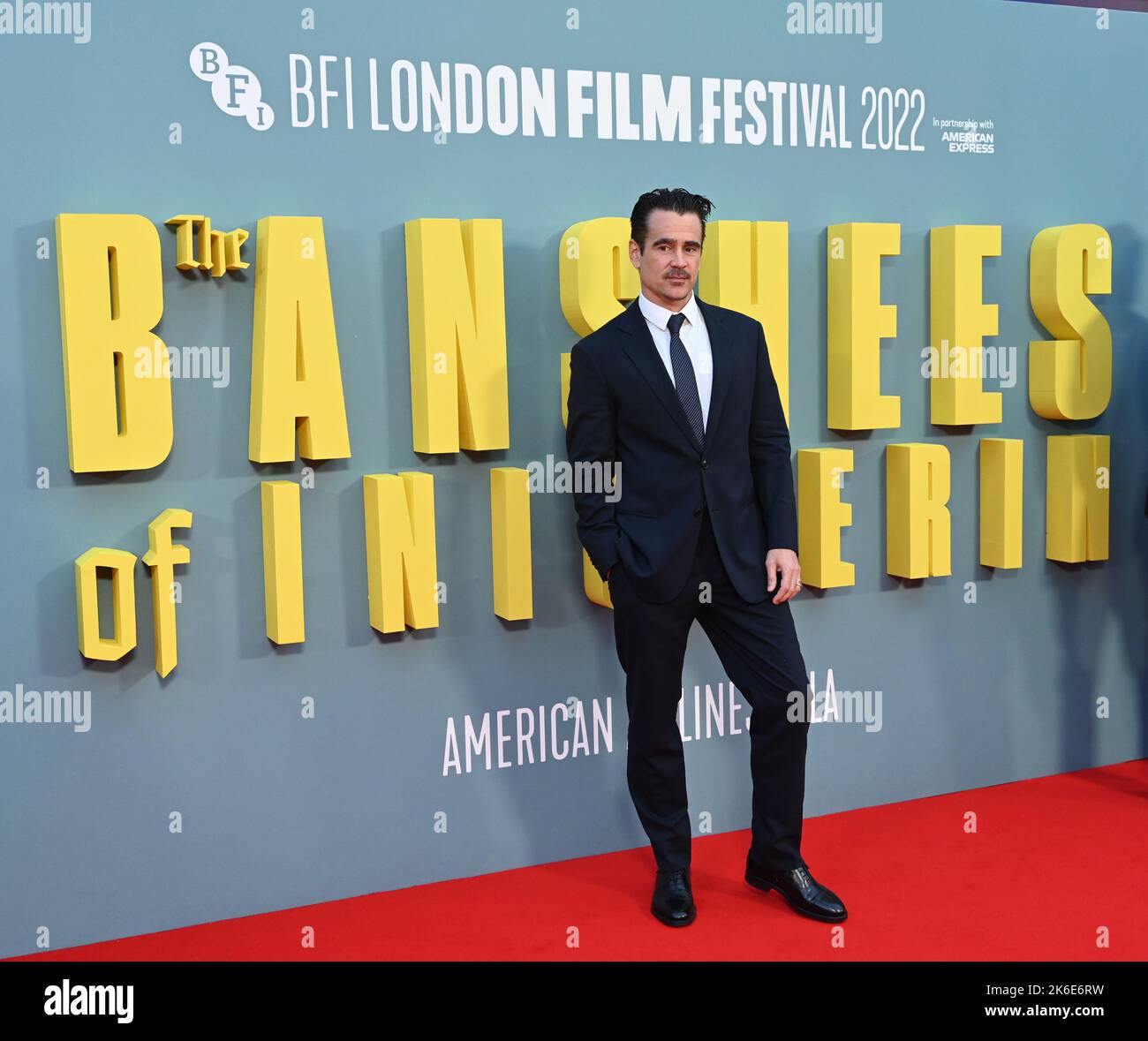 Londra, Regno Unito, 13/10/2022, Colin Farrell arriva al Banshees of Inisherin - Premiere del Regno Unito - BFI London Film Festival, il 14th ottobre 2022, Londra, Regno Unito. Foto Stock