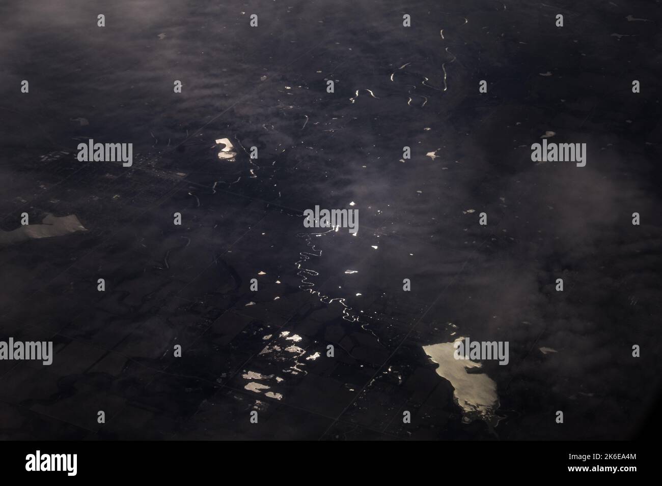 Regione di Flint Hills, Kansas, USA, foto aerea di fiume e laghi Foto Stock