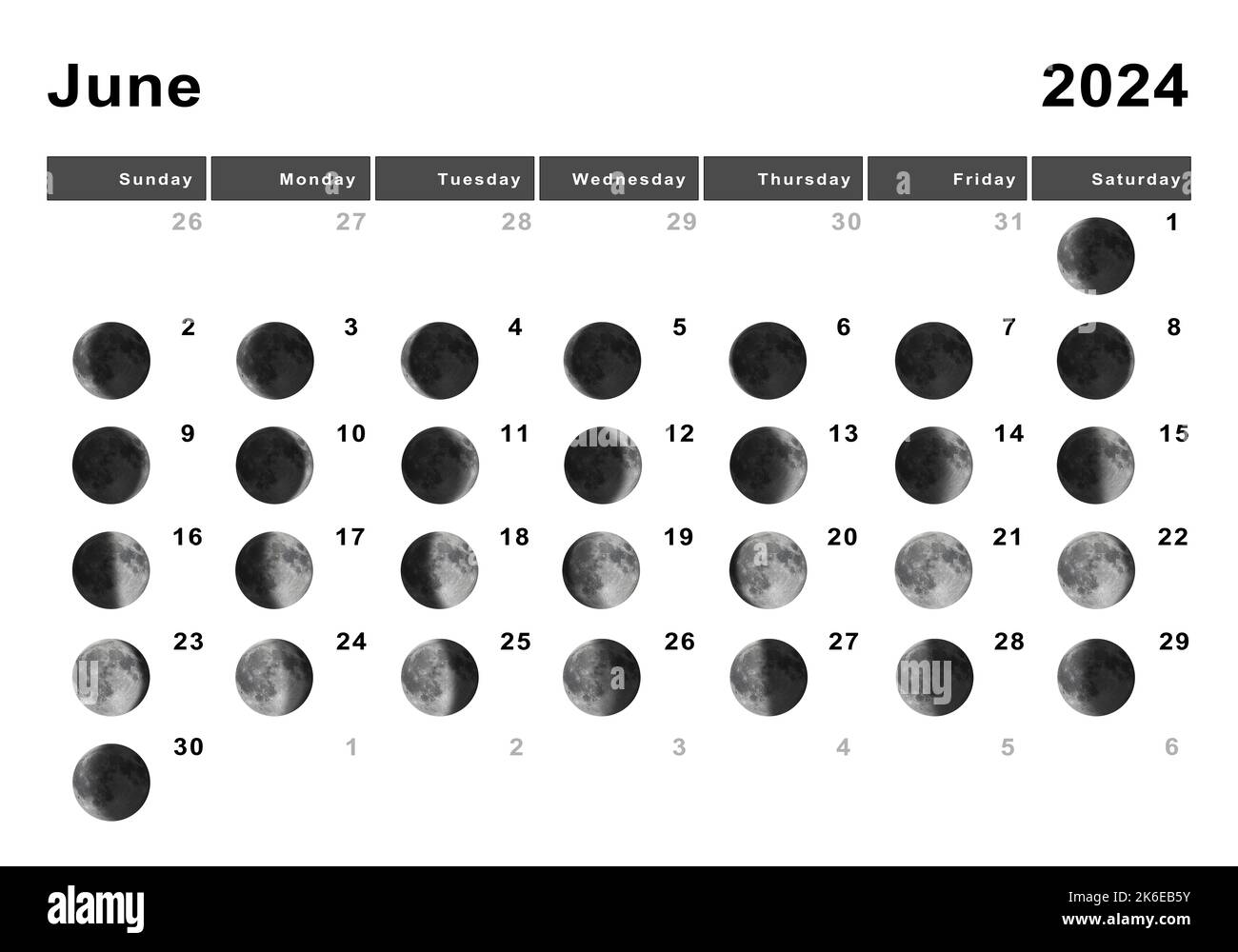 Calendario 2024 para imprimir Immagini senza sfondo e Foto Stock