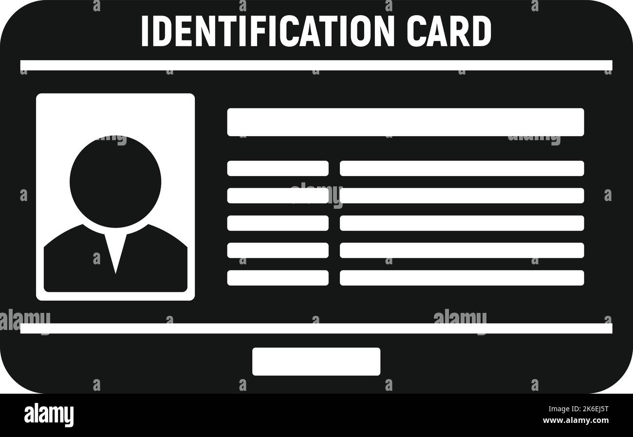 Icona di identificazione della carta d'identità vettore semplice. Identità della foto. Etichetta ufficio Illustrazione Vettoriale