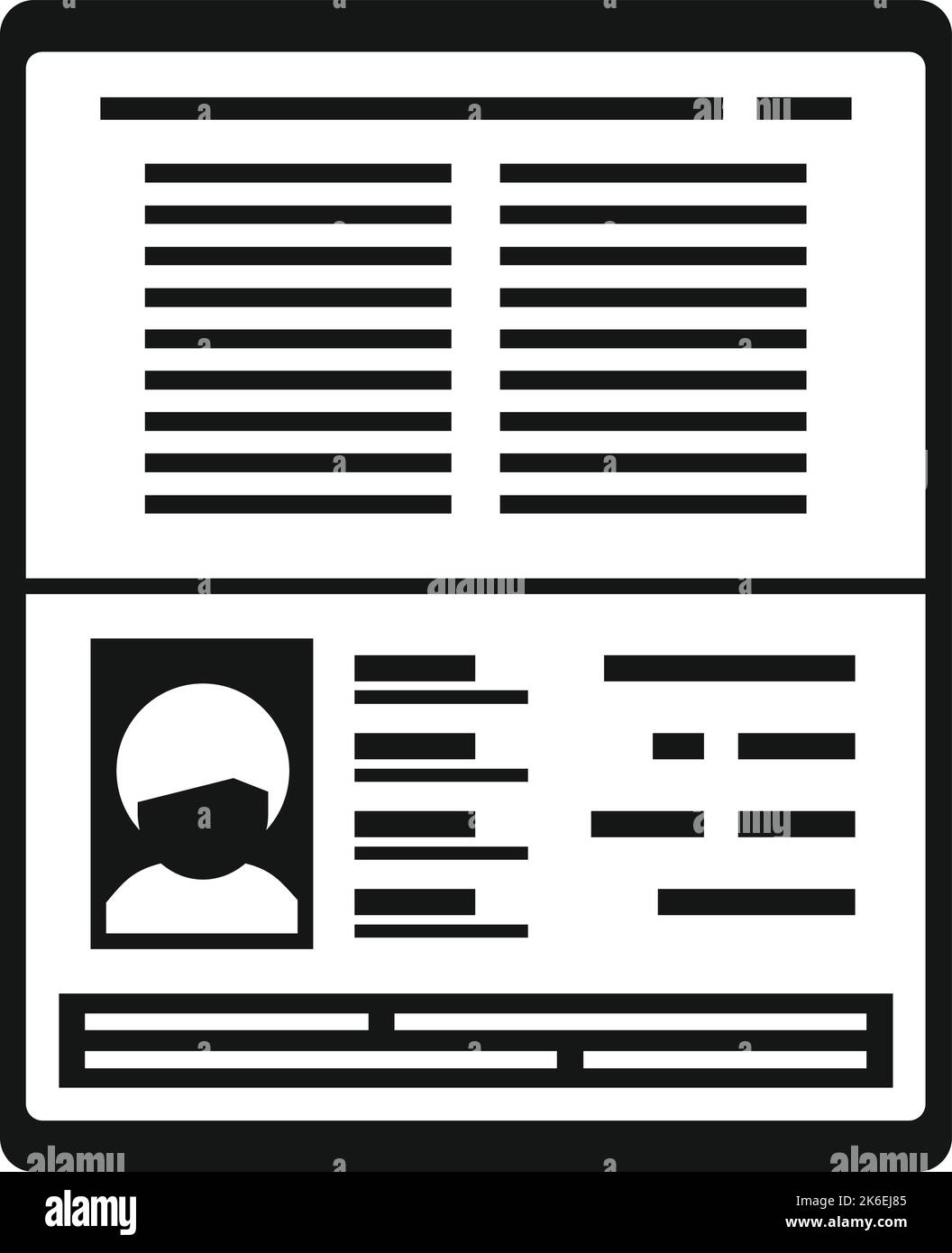 Icona badge carta d'identità semplice vettore. Identità della foto. Accesso all'ufficio Illustrazione Vettoriale