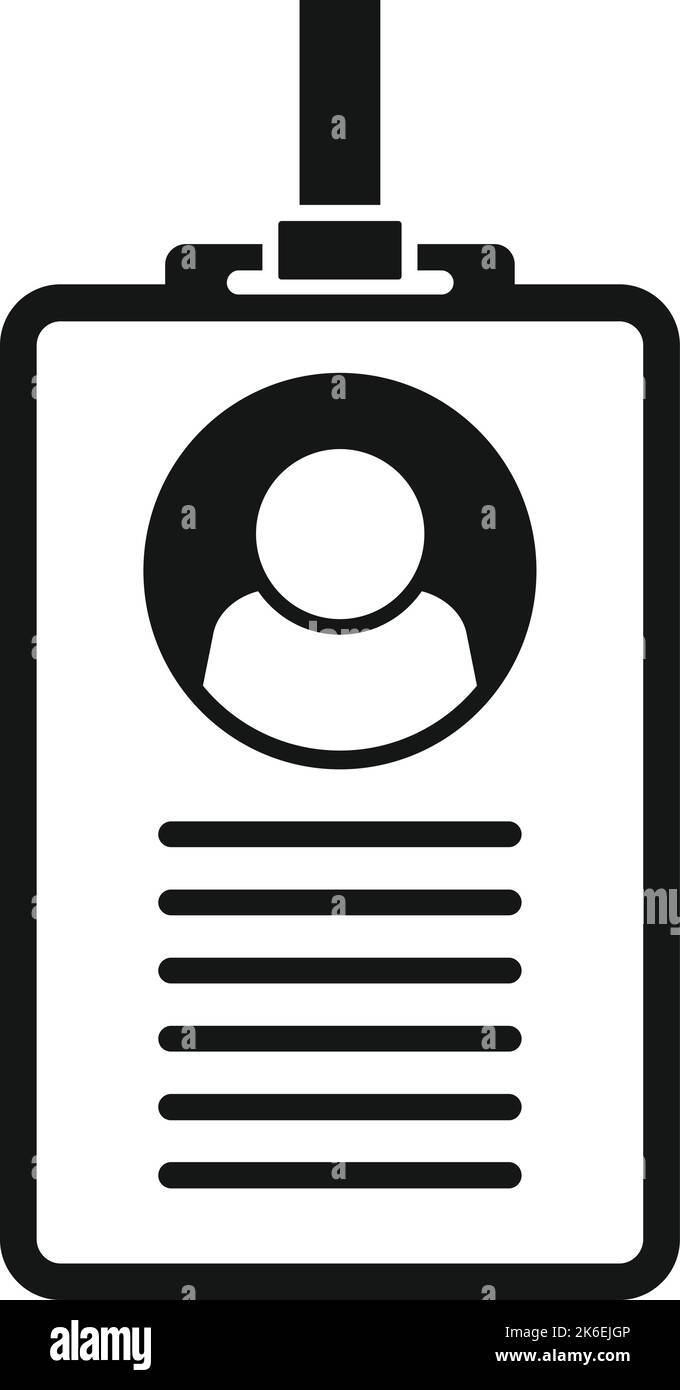 Icona porta-carta d'identità vettore semplice. Badge fotografico. Pass tag Illustrazione Vettoriale