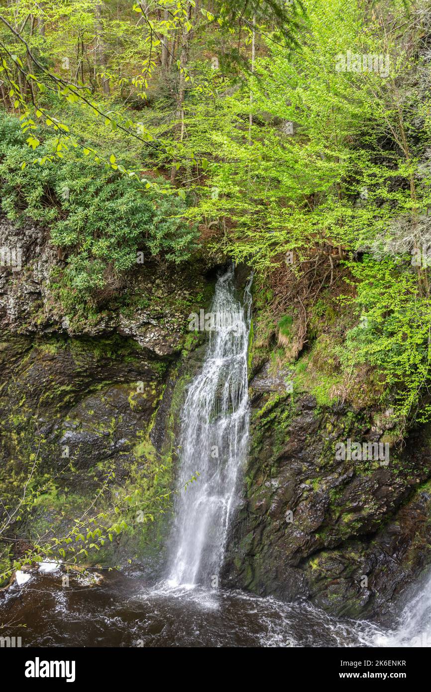 Bridal Veil Falls delle Raymondskill Falls nella Delaware Water Gap National Recreation Area, Pennsylvania. Le cascate Raymondskill a tre livelli, situate Foto Stock
