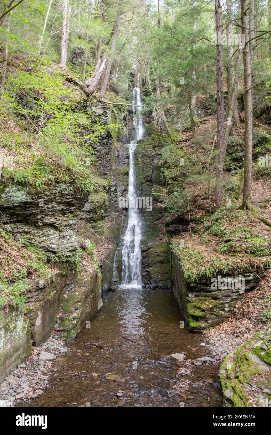 Cascate di Silverthread nella Delaware Water Gap National Recreation Area, Pennsylvania. Ha una caduta verticale di 24,3 m (80 ft). Foto Stock