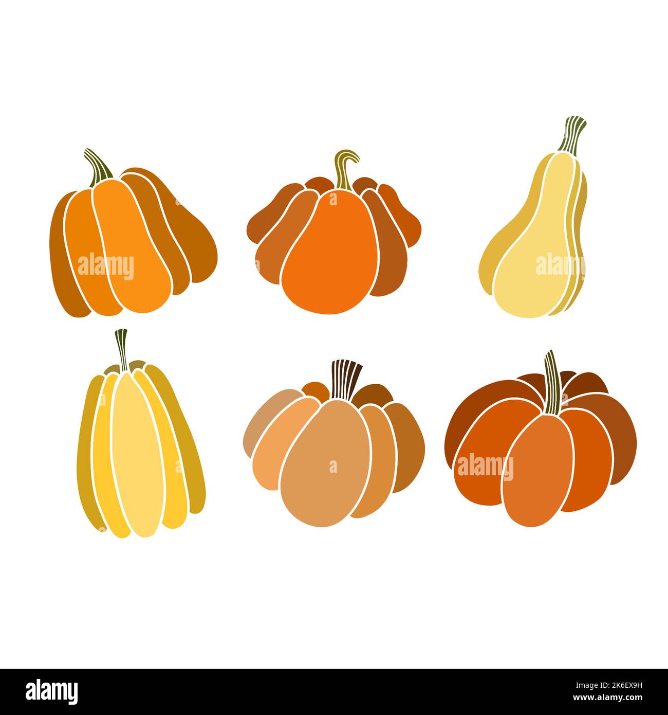 disegno in zucca senza cuciture disegnato a mano, senza sfondo Foto Stock
