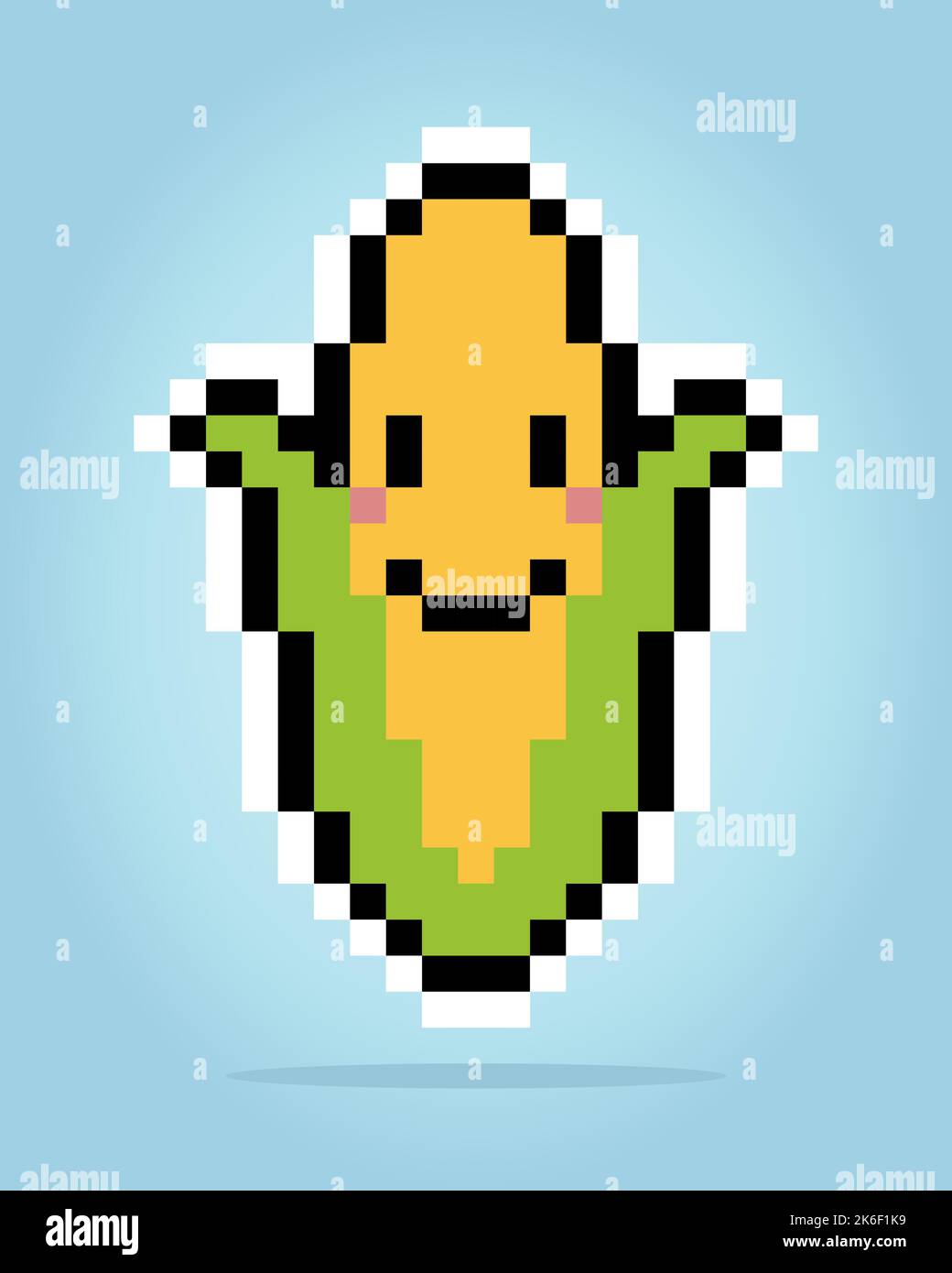 8 pixel corn . Verdure per le risorse di gioco in illustrazione vettoriale. Illustrazione Vettoriale