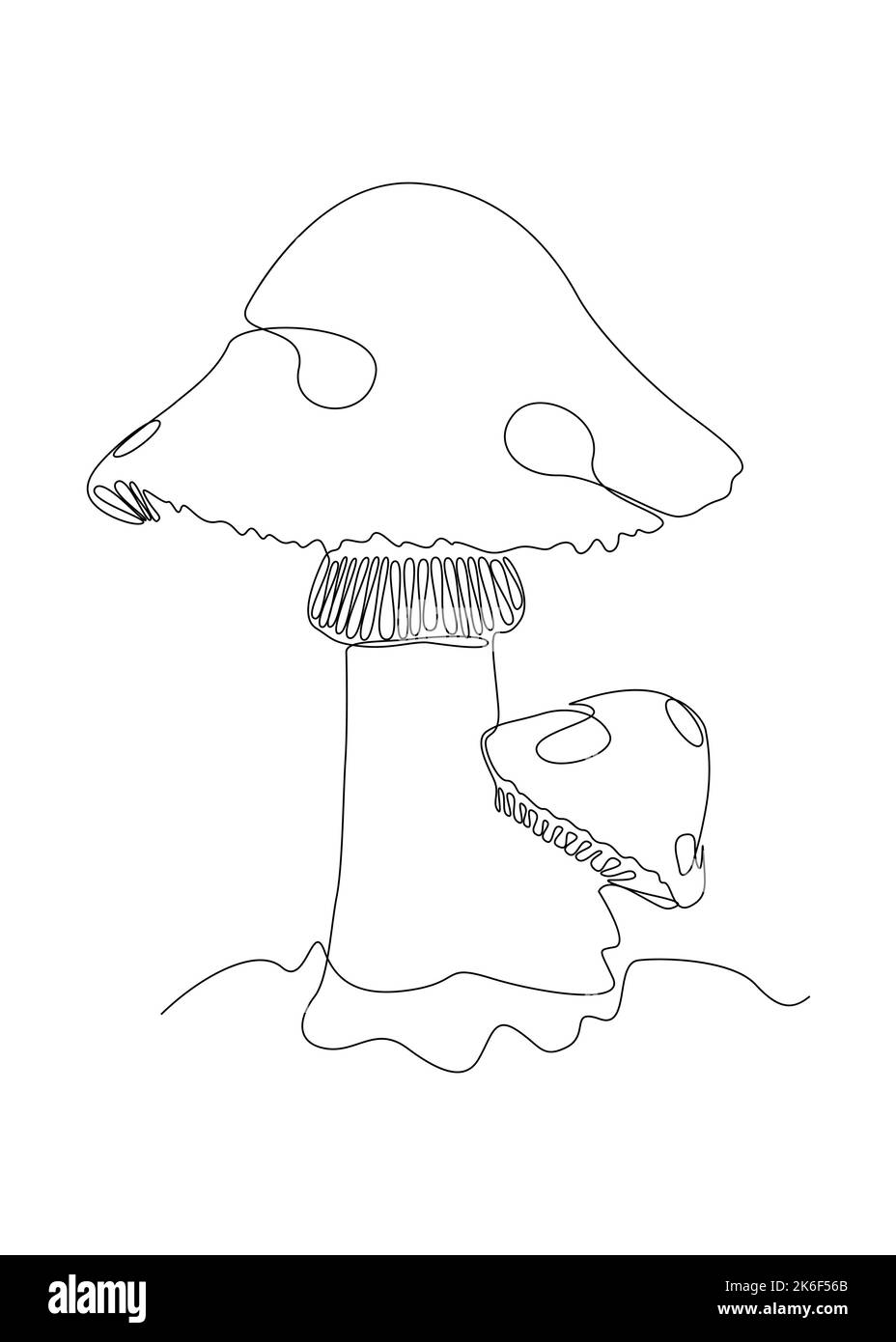 Un disegno a linea continua di fungo. Concetto di vettore di illustrazione a linea sottile. Disegno di contorno idee creative. Illustrazione Vettoriale