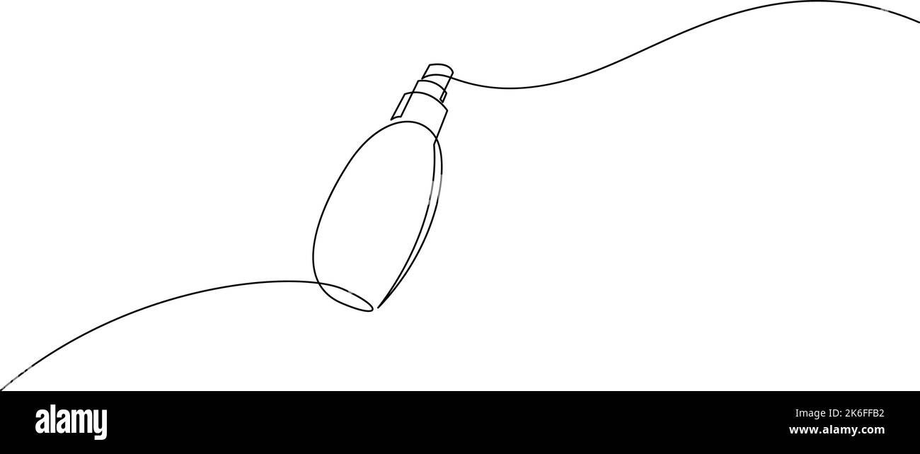 Disegno continuo di una linea di cosmetici, oli o gocce mediche. Illustrazione vettoriale Illustrazione Vettoriale