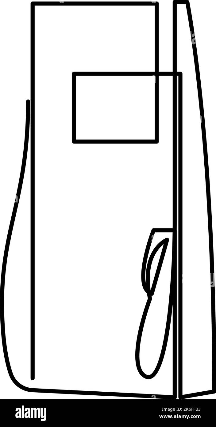 Stazione di carica del carburante, disegno a linea continua. Illustrazione vettoriale Illustrazione Vettoriale