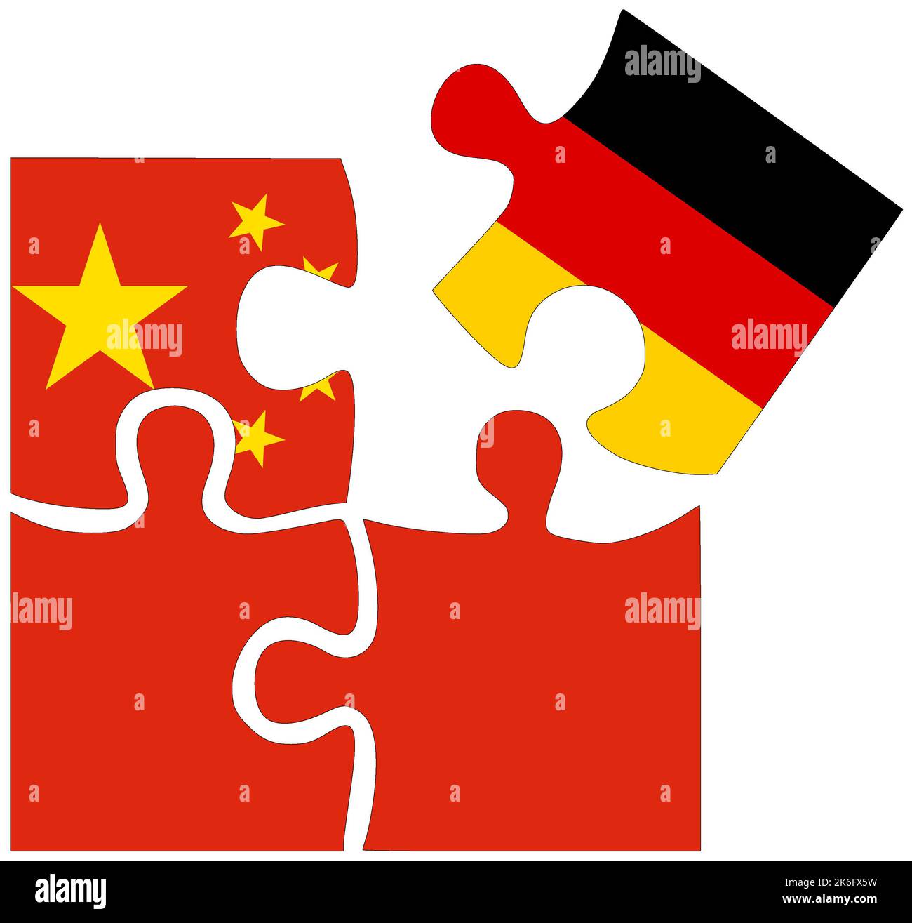 Cina - Germania : forme rompicapo con bandiere, simbolo di accordo o amicizia Foto Stock