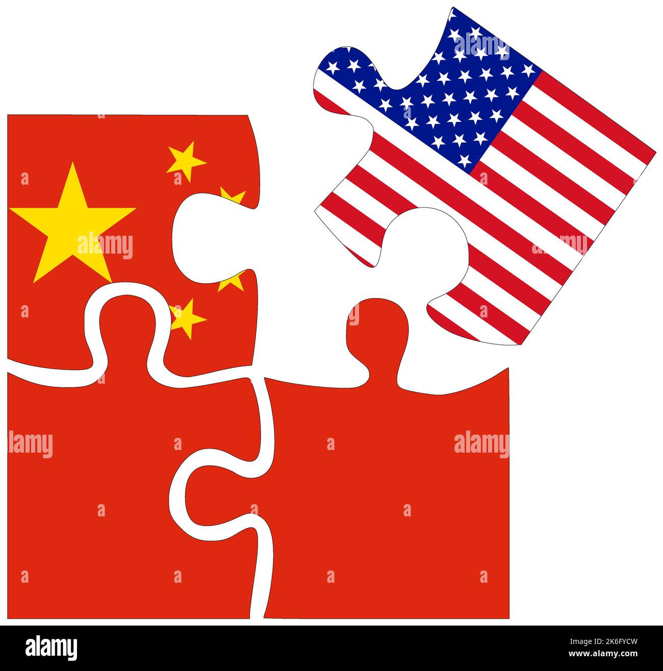 Cina - USA : forme rompicapo con bandiere, simbolo di accordo o amicizia Foto Stock
