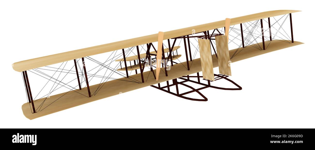 Storico aereo a motore dal 1903 isolato su sfondo bianco Foto Stock