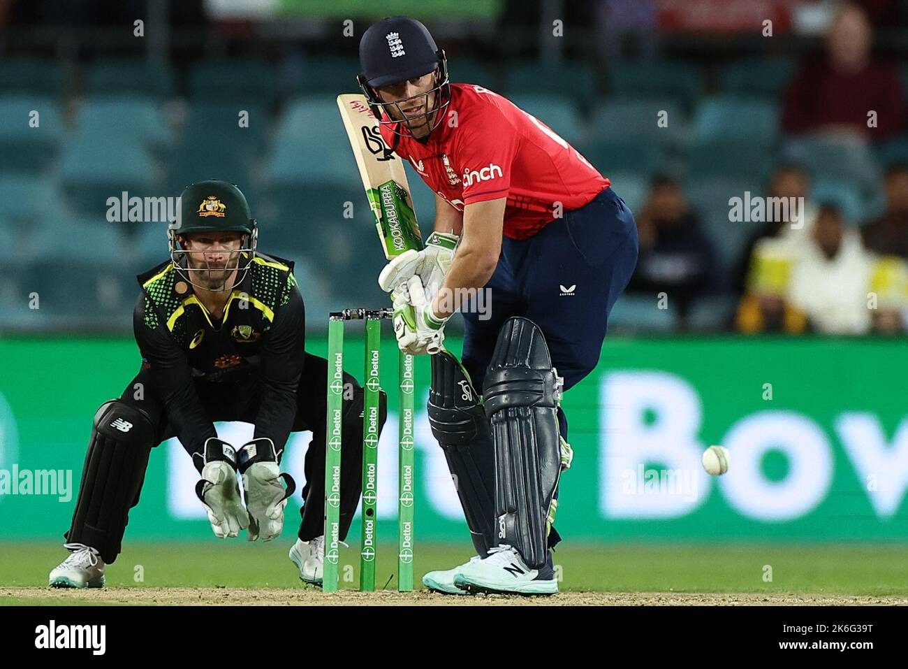 E63 durante il Dettol T20I Serie 3 di 3 Australia vs Inghilterra a Manuka Oval, Canberra, Australia. 14th Ott 2022. (Foto di Patrick Hoelscher/News Images) a Canberra, Australia, il 10/14/2022. (Foto di Patrick Hoelscher/News Images/Sipa USA) Credit: Sipa USA/Alamy Live News Foto Stock